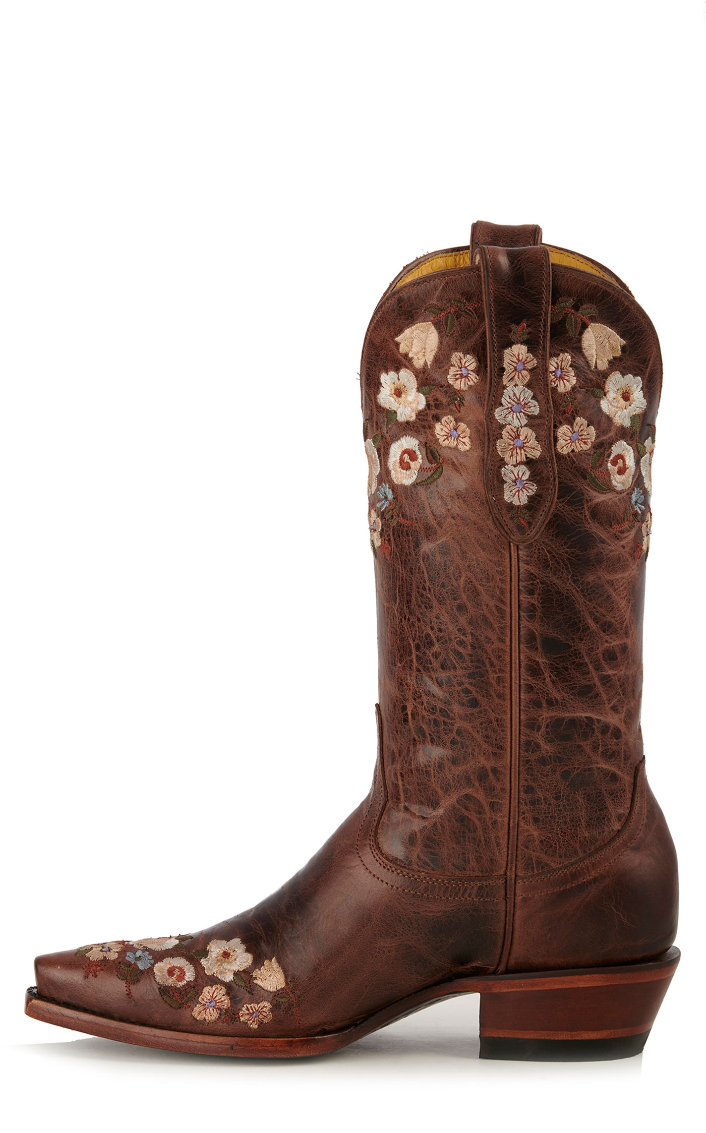 Cavender's Women's Rust Floral Embroidered Snip Toe Cowboy Boots - Image 1