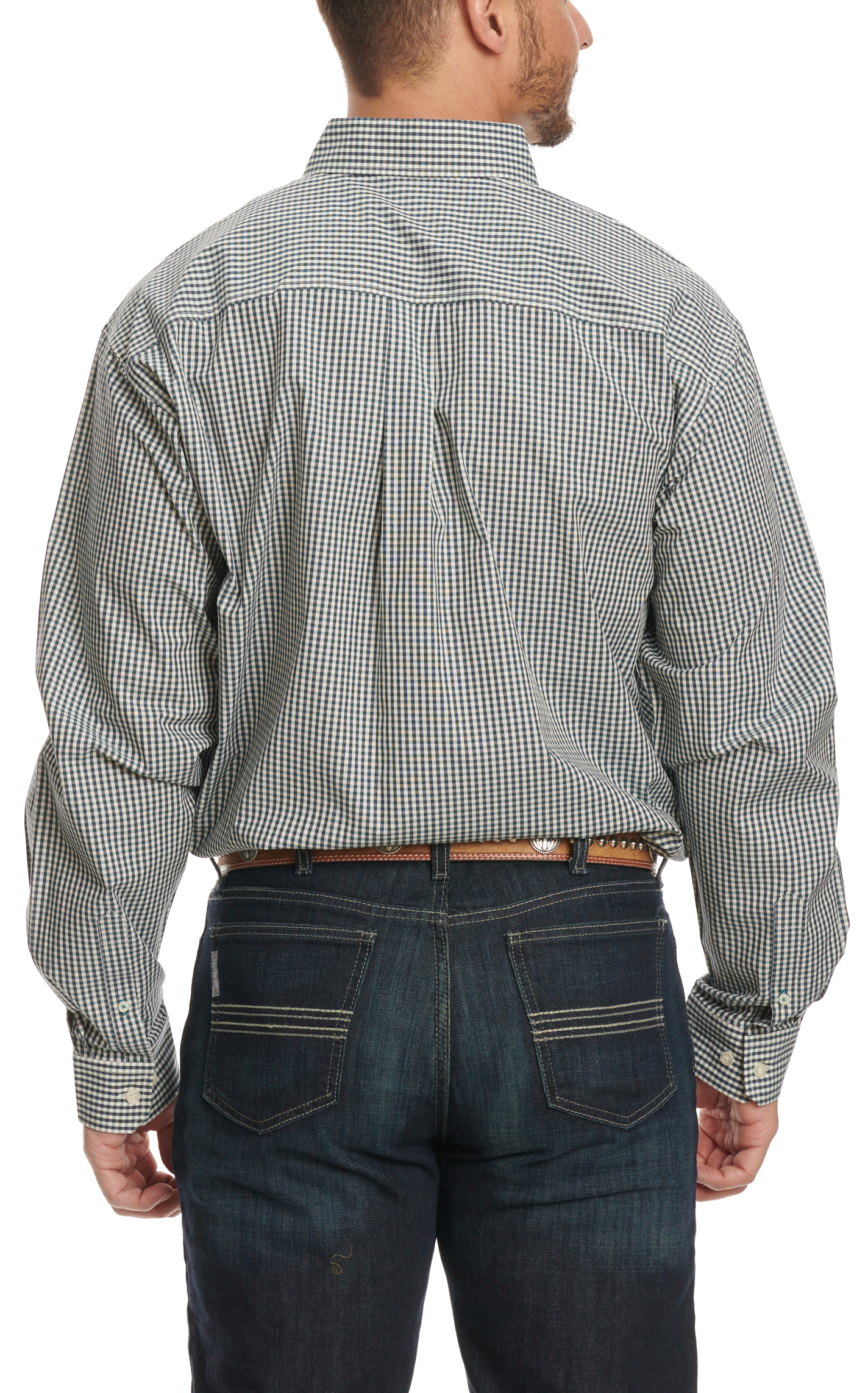 Cinch Men's Black & Cream Gingham Print Western Shirt - Image 1