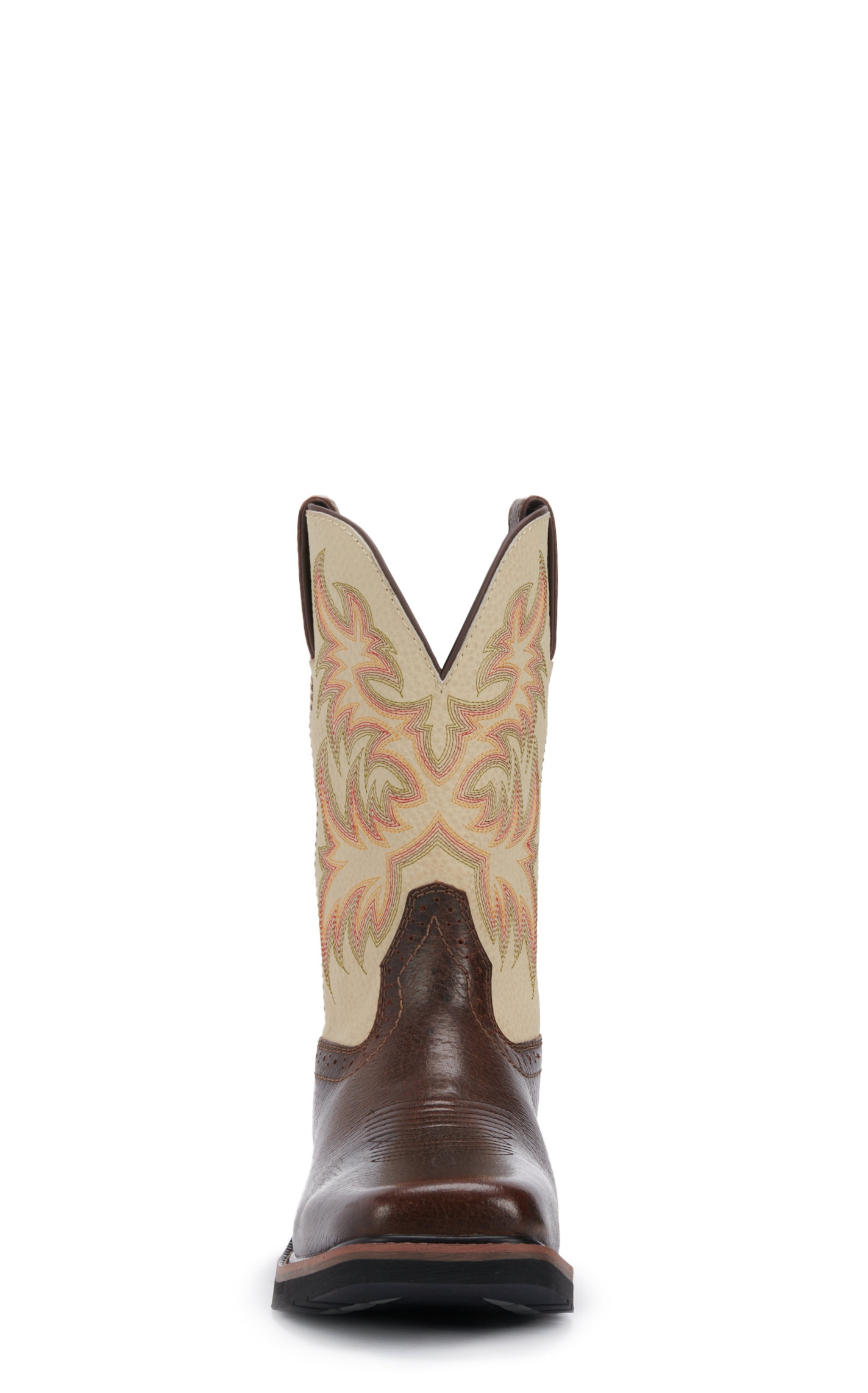 Justin Men's Stampede Driller Copper Brown and Ivory Square Toe Work Boot - Image 1