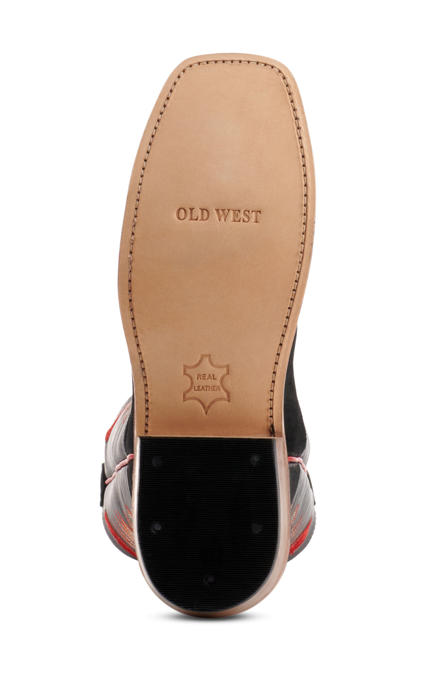 Old West Youth Black with Black Suede Square Toe Cowboy Boots - Image 1