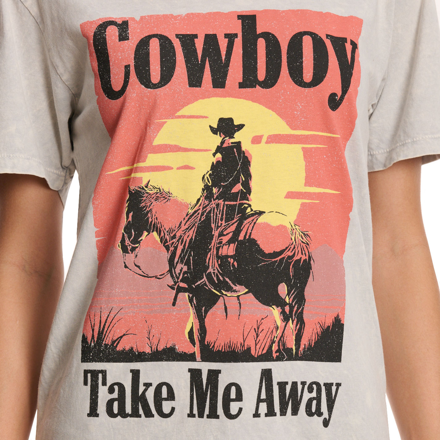 Lotus Fashion Women's Light Gray Cowboy Graphic T-Shirt - Image 1