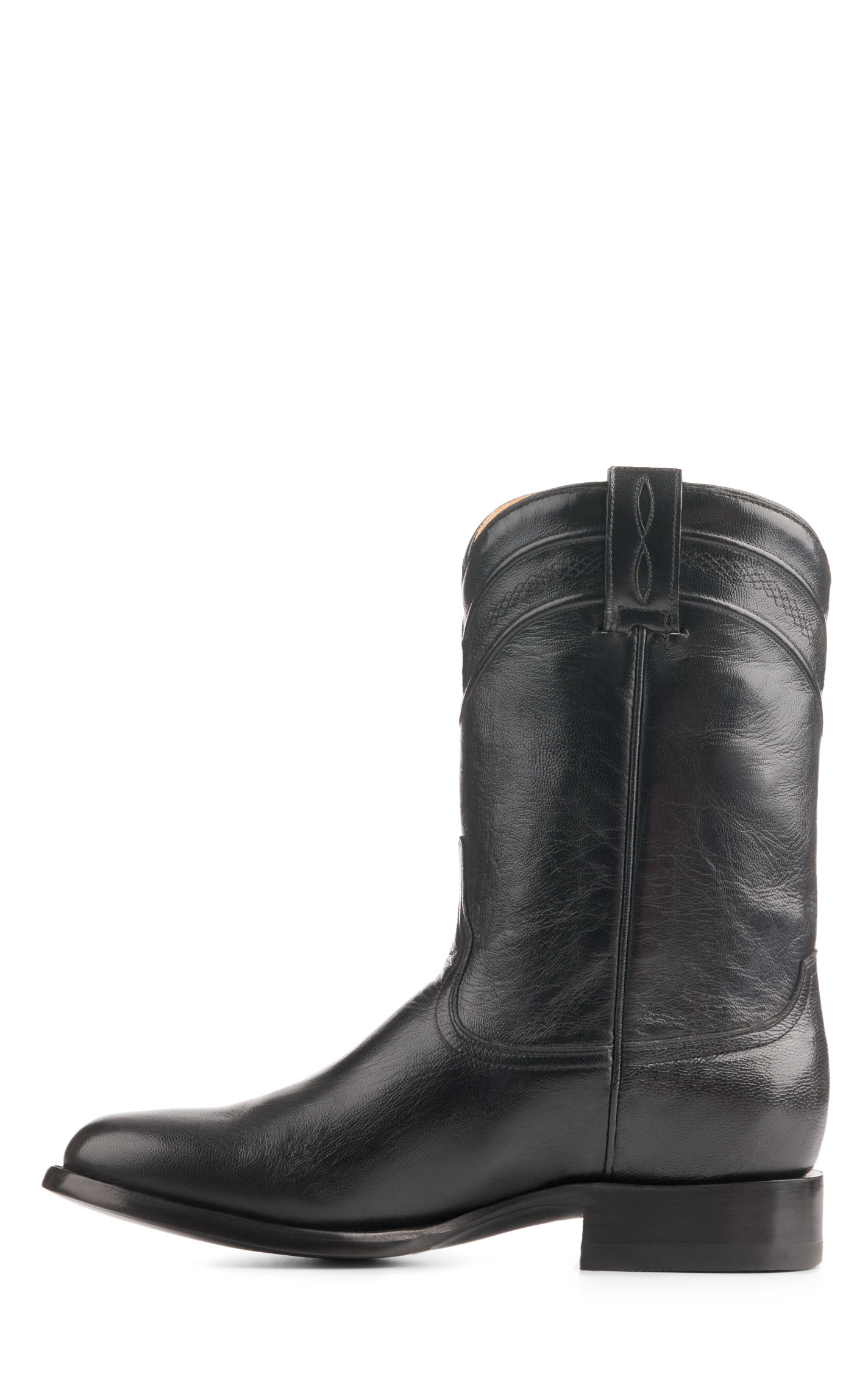 JRC & Sons Men's Kingston Domingo Goat Leather Round Toe Roper Boot in Black - Image 1