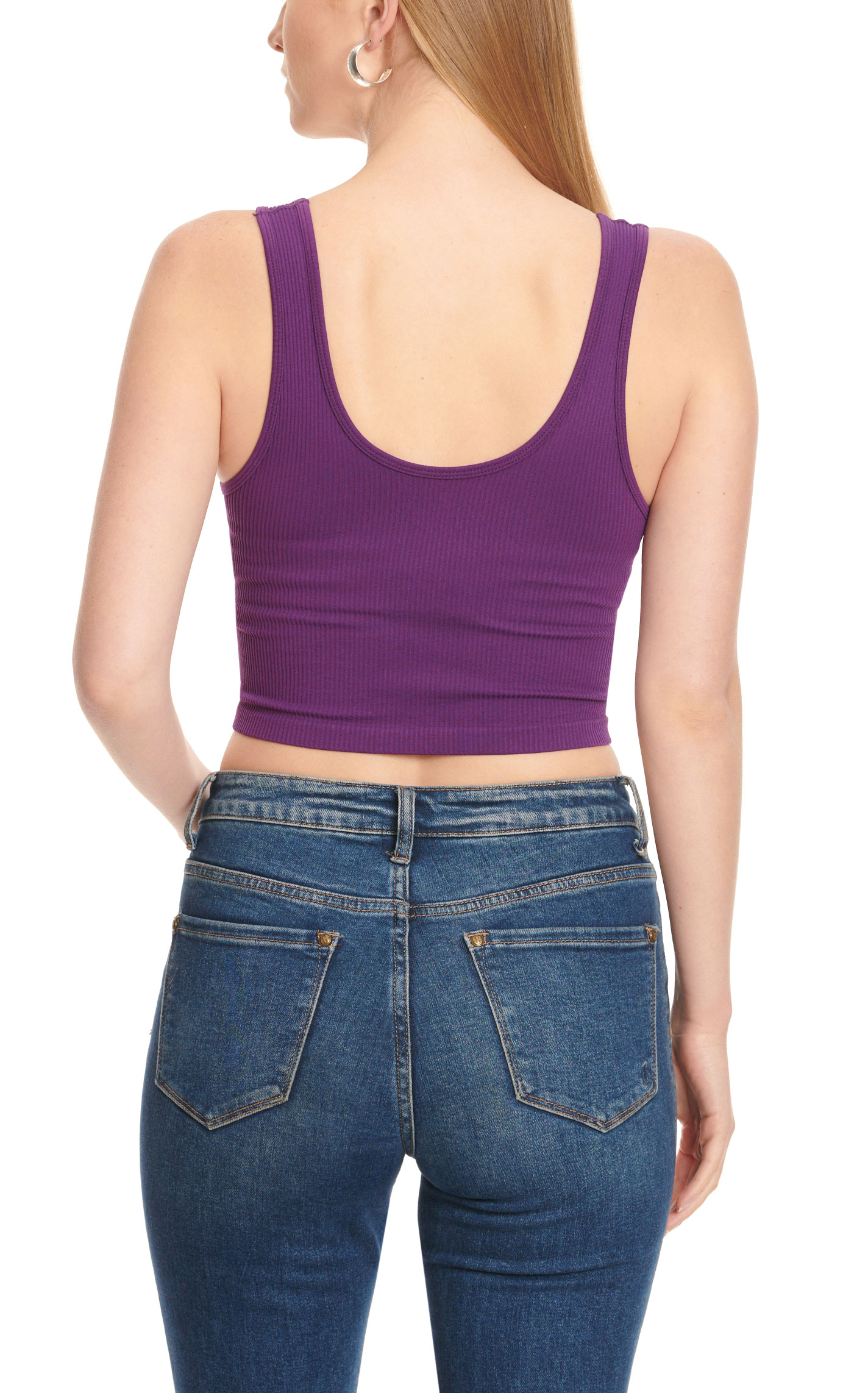 Suzette Collection Women's Brami Imperial Purple Ribbed V-Neck Cropped Cami-Tank - Image 1