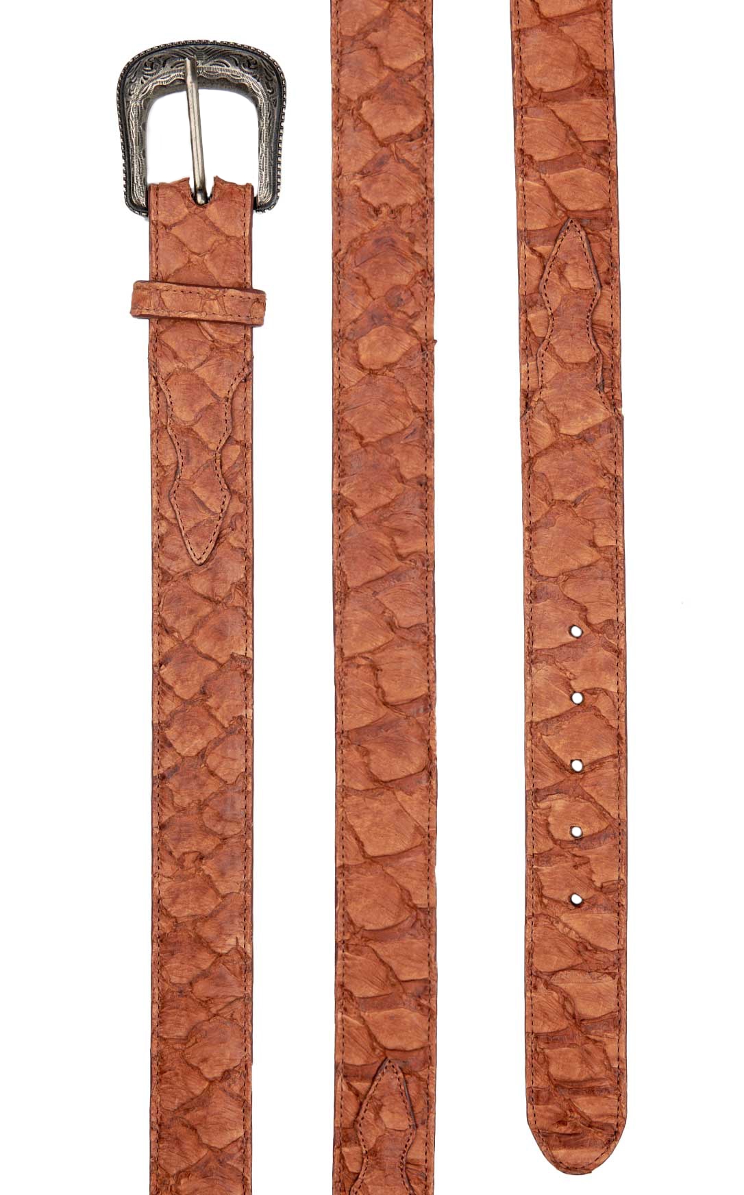 Cavender's Men's Peanut Pirarucu Print Western Belt - Image 1