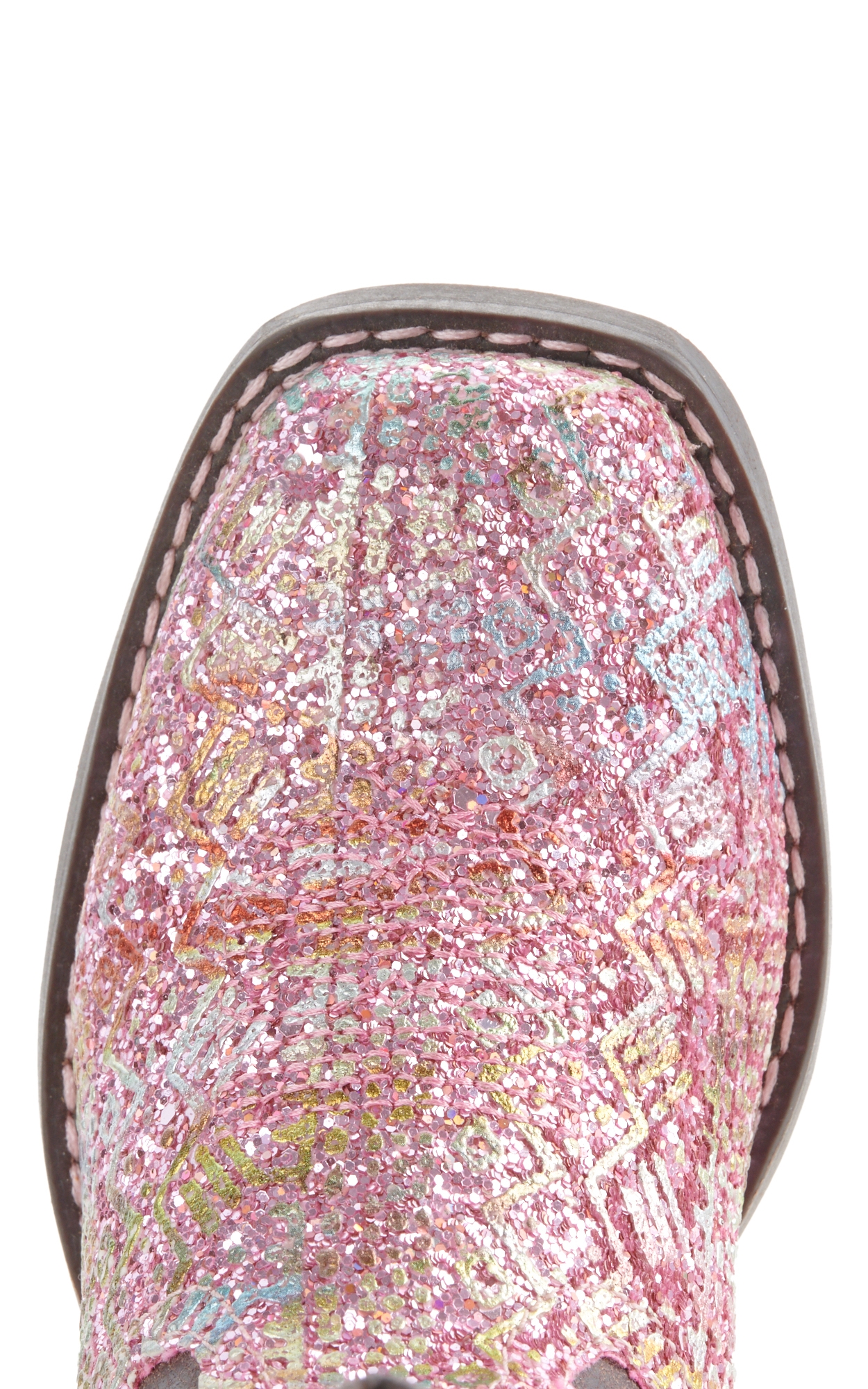 Roper Toddler Pink Glitter Aztec Square Toe Boot - Image 1