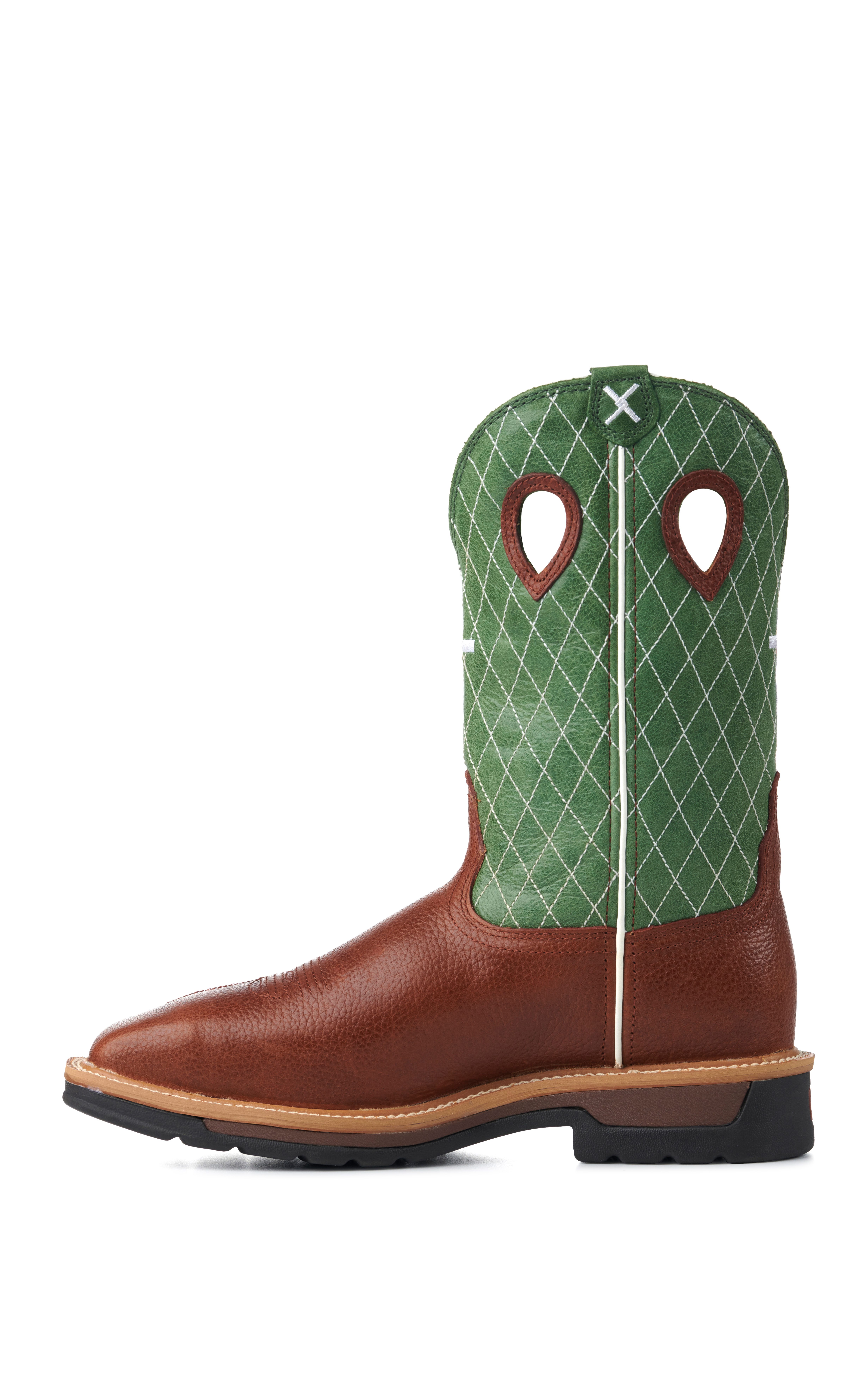 Twisted X Men's Cognac and Lime Green MetGuard Wide Square Steel Toe Work Boot - Image 1