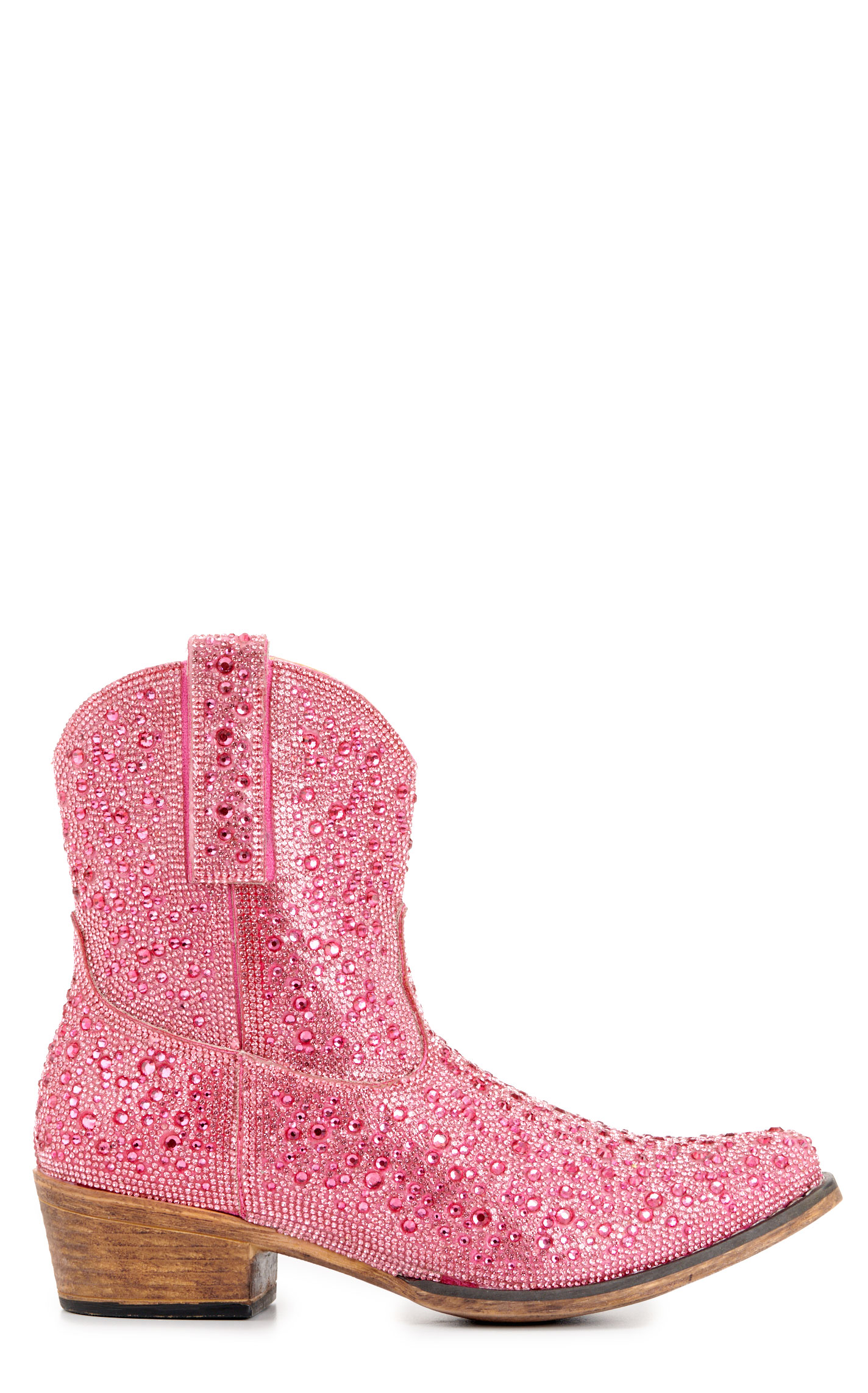 Roper Women’s Shay Jewels Pink Rhinestone and Faux Leather Snip Toe Cowboy Boots - Image 1