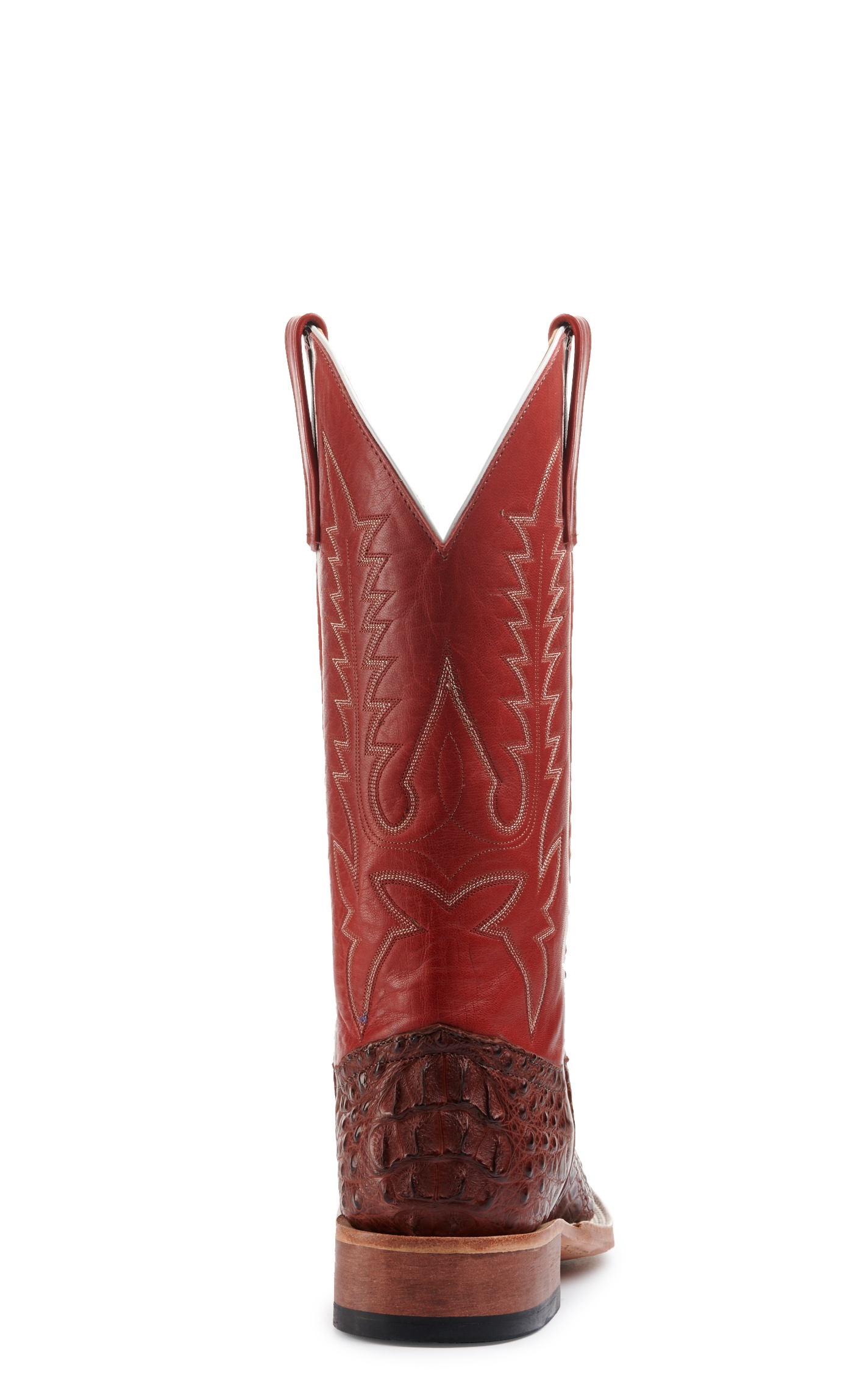 Anderson Bean Men's Rust Lux Hornback Caiman and Red Wide Square Toe Exotic Cowboy Boots - Image 1