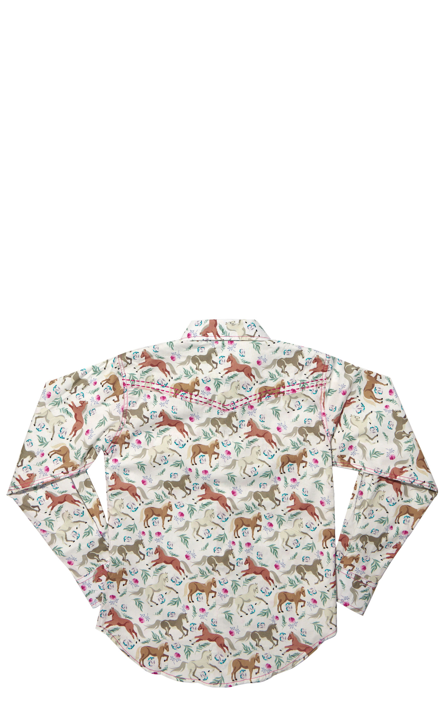 Cowgirl Hardware Horses & Flowers Print Western Shirt - Image 1