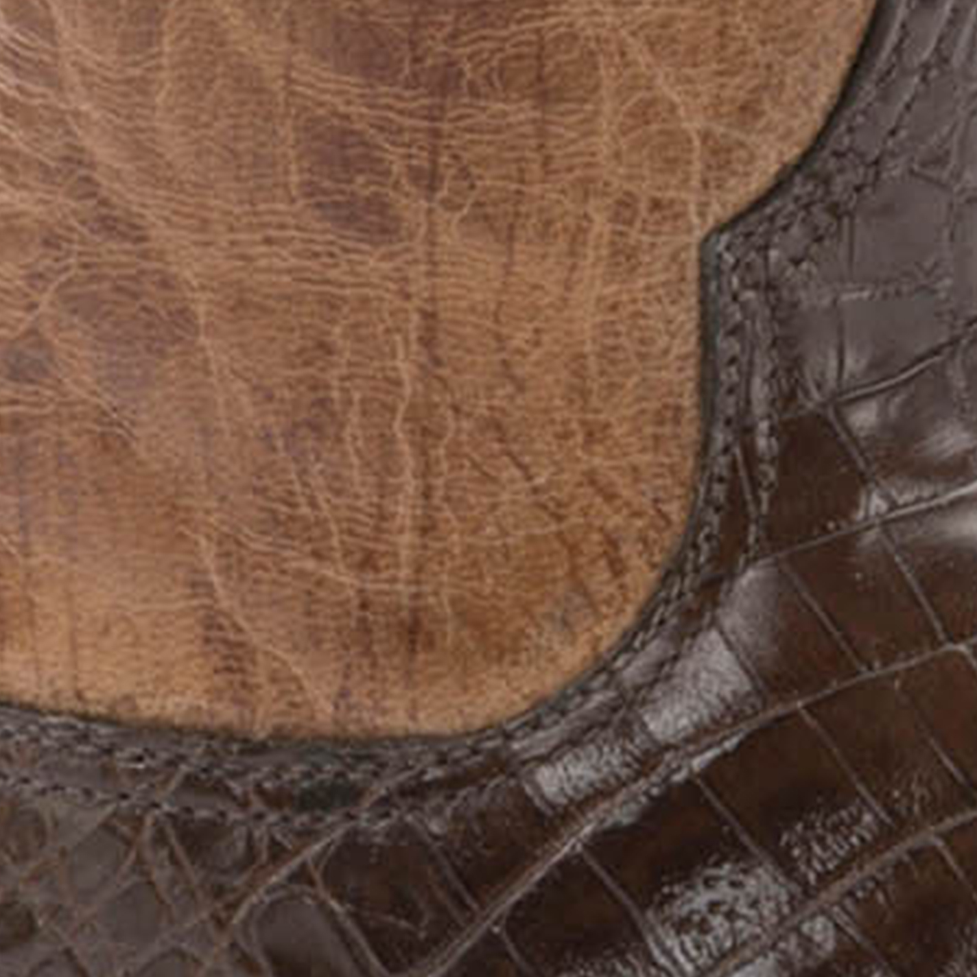 Black Jack Men's Chocolate Gator and Tan Goat Maddog Square Toe Exotic Cowboy Boots - Image 1