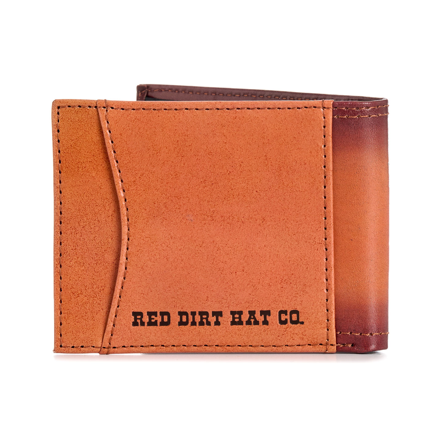 Red Dirt Hat Co. Coffee & Royal Blue Underlay Bifold Wallet - Image 1