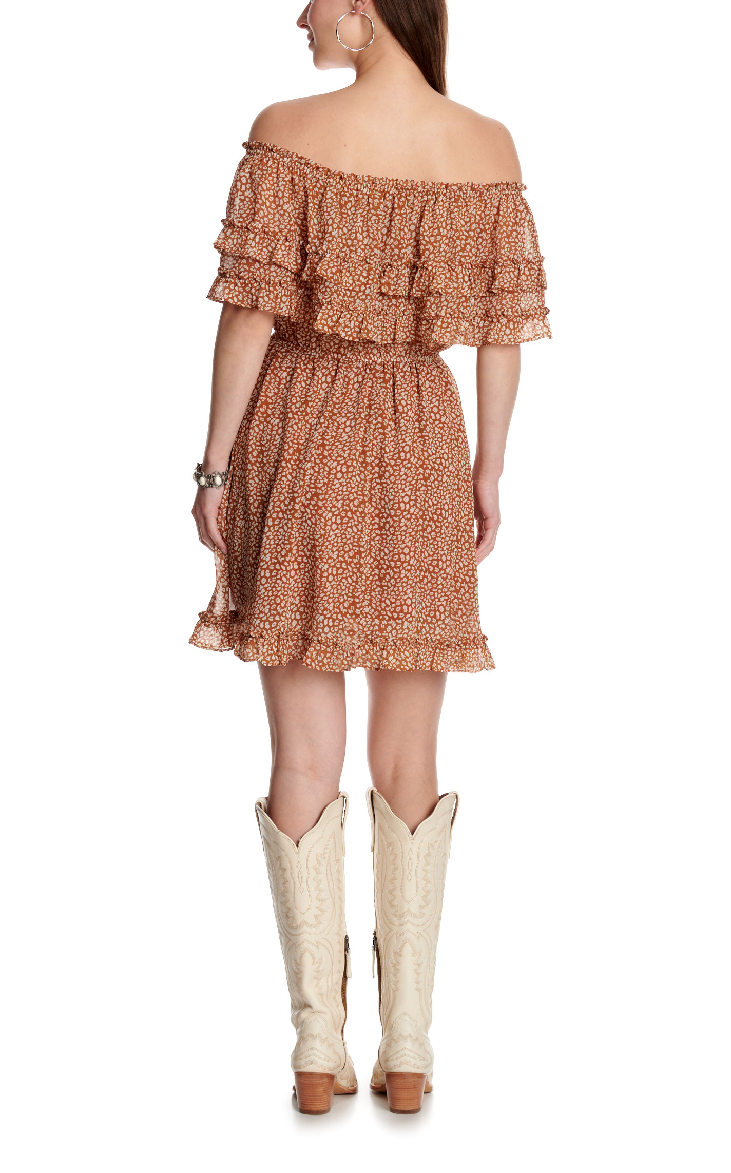 Blue B Women's Coffee & Cream Ruffled Dress - Image 1