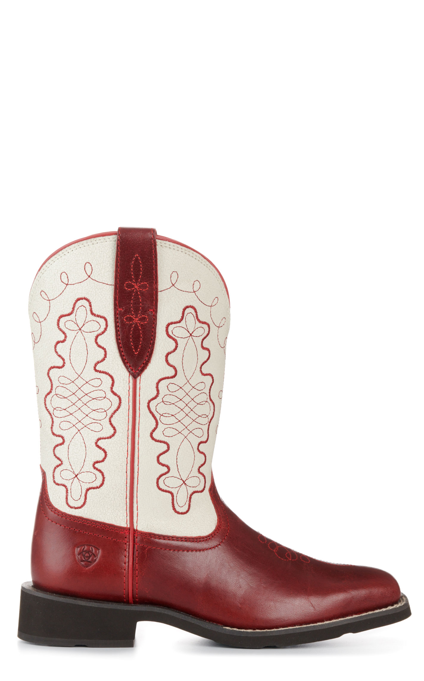 Ariat Women's Callie Cherry & Cream Wide Square Toe Cowboy Boots - Image 1