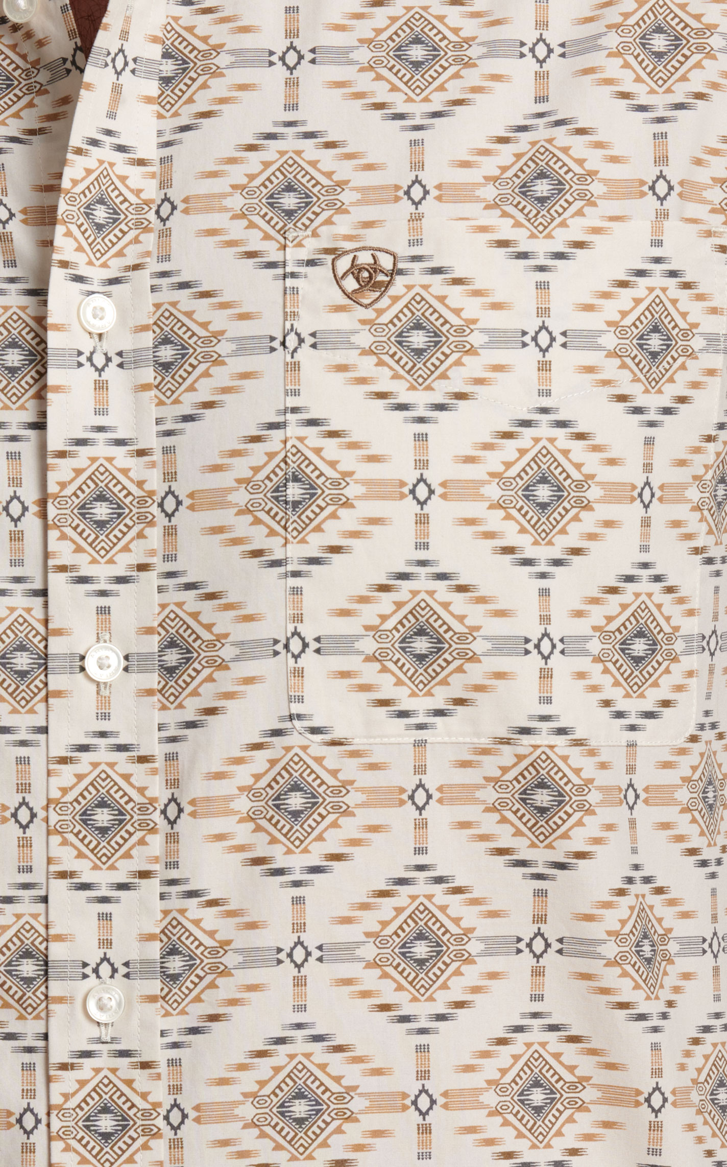 Ariat Men's Weldon White & Toasty Sand Aztec Print Western Shirt - Image 1