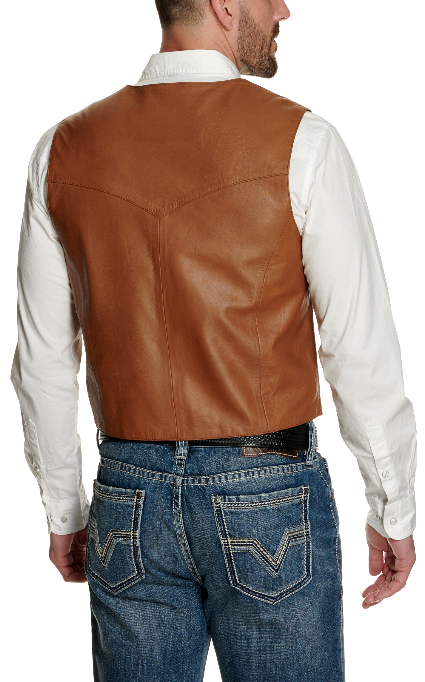 Scully Men's Dark Cognac Smooth Lamb Vest - Image 1