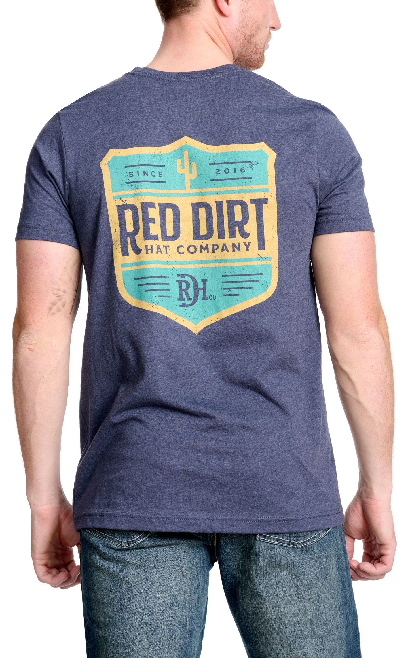 Red Dirt Hat Co. Men's Navy Cactus Logo Graphic T-Shirt - Image 1