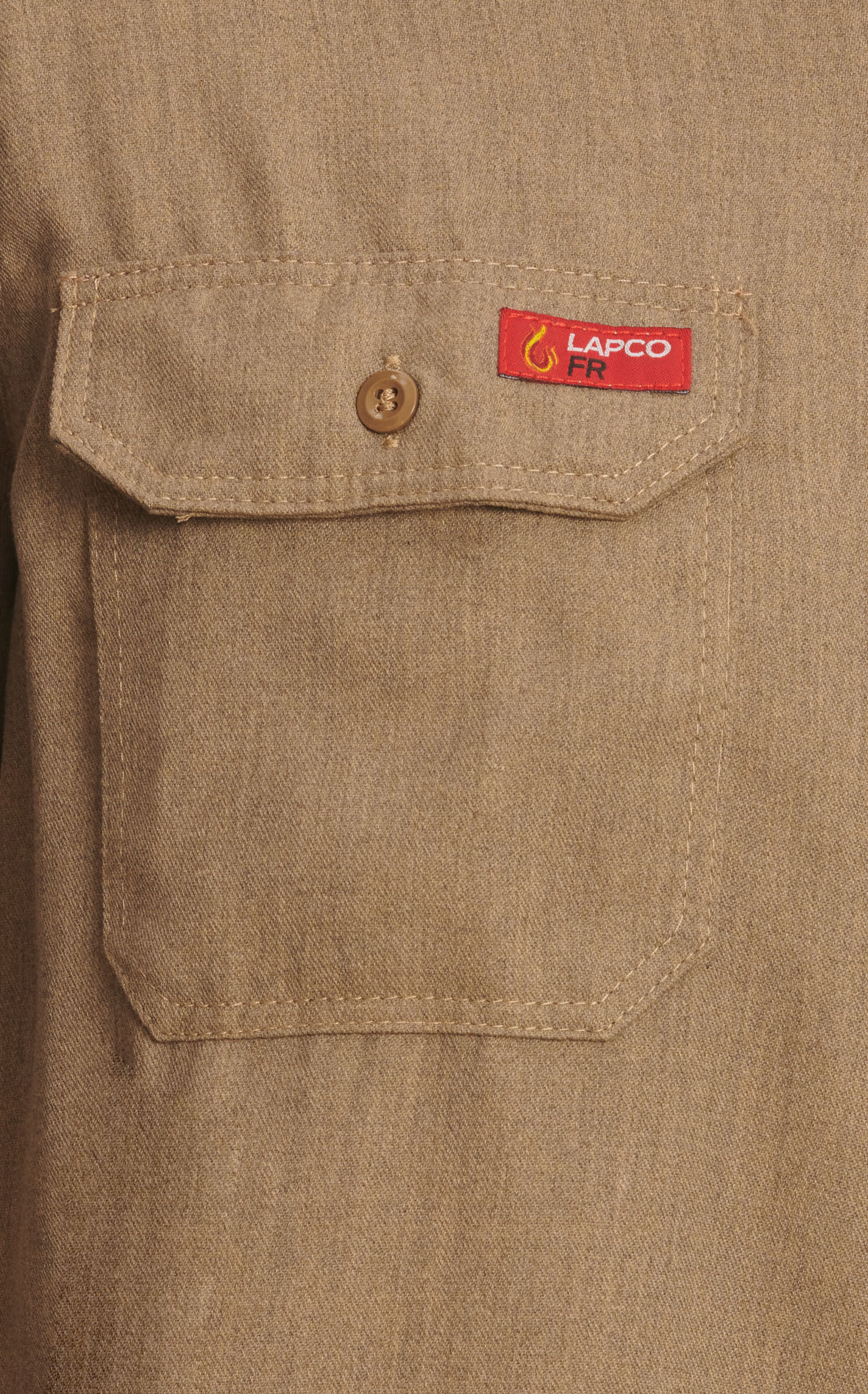 Lapco Men's Dark Sandy Khaki Long Sleeve FR Work Shirt - Image 1
