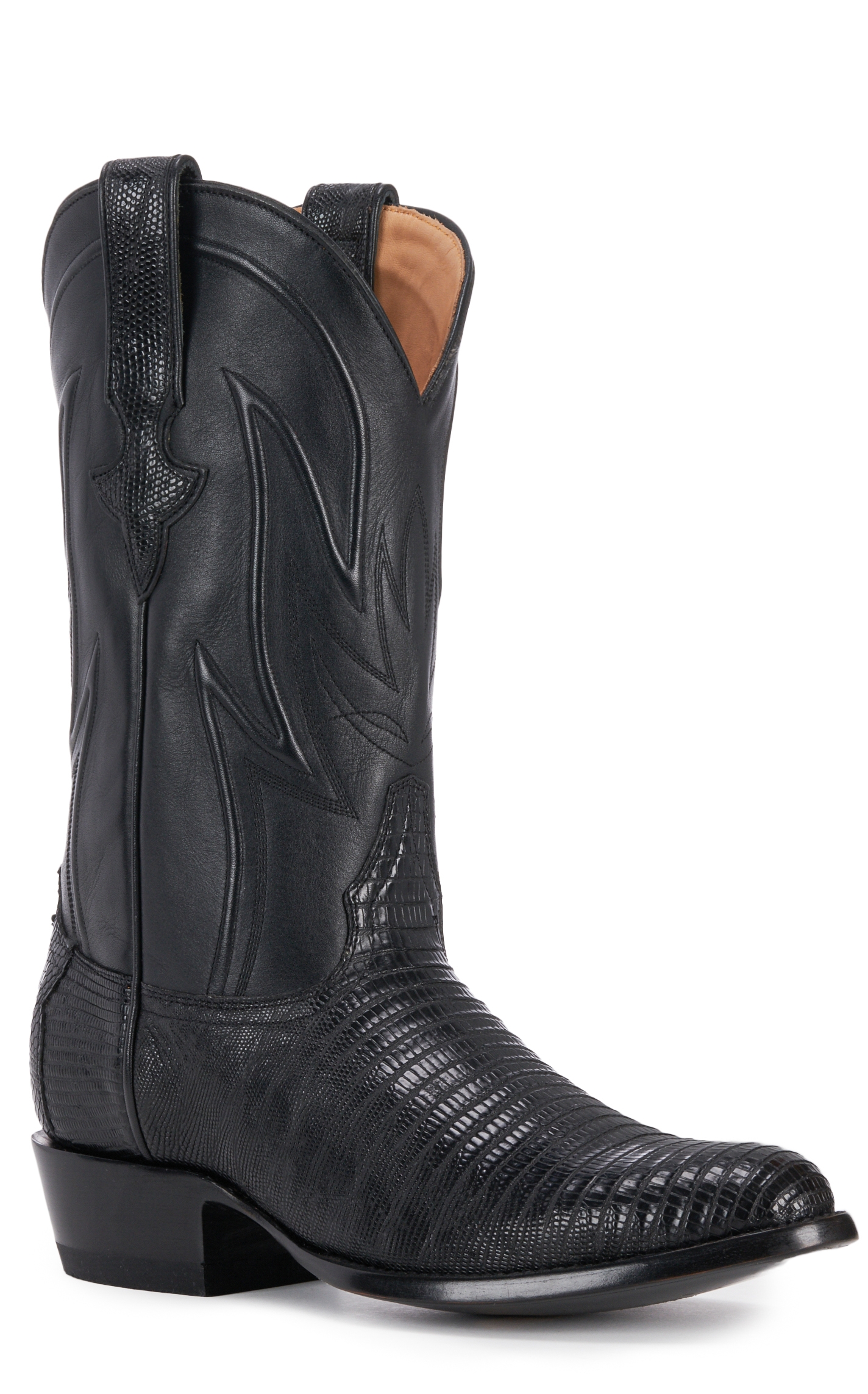 JRC & Sons Men's James Teju Lizard Round Toe Exotic Cowboy Boot in Black - Image 1
