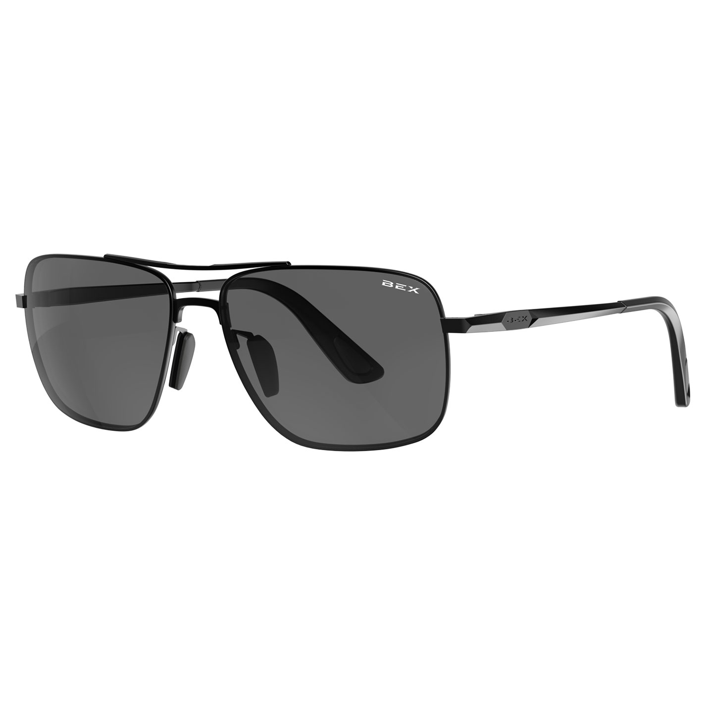 BEX Porter Matte Black Gray Aviator Sunglasses - Image 1