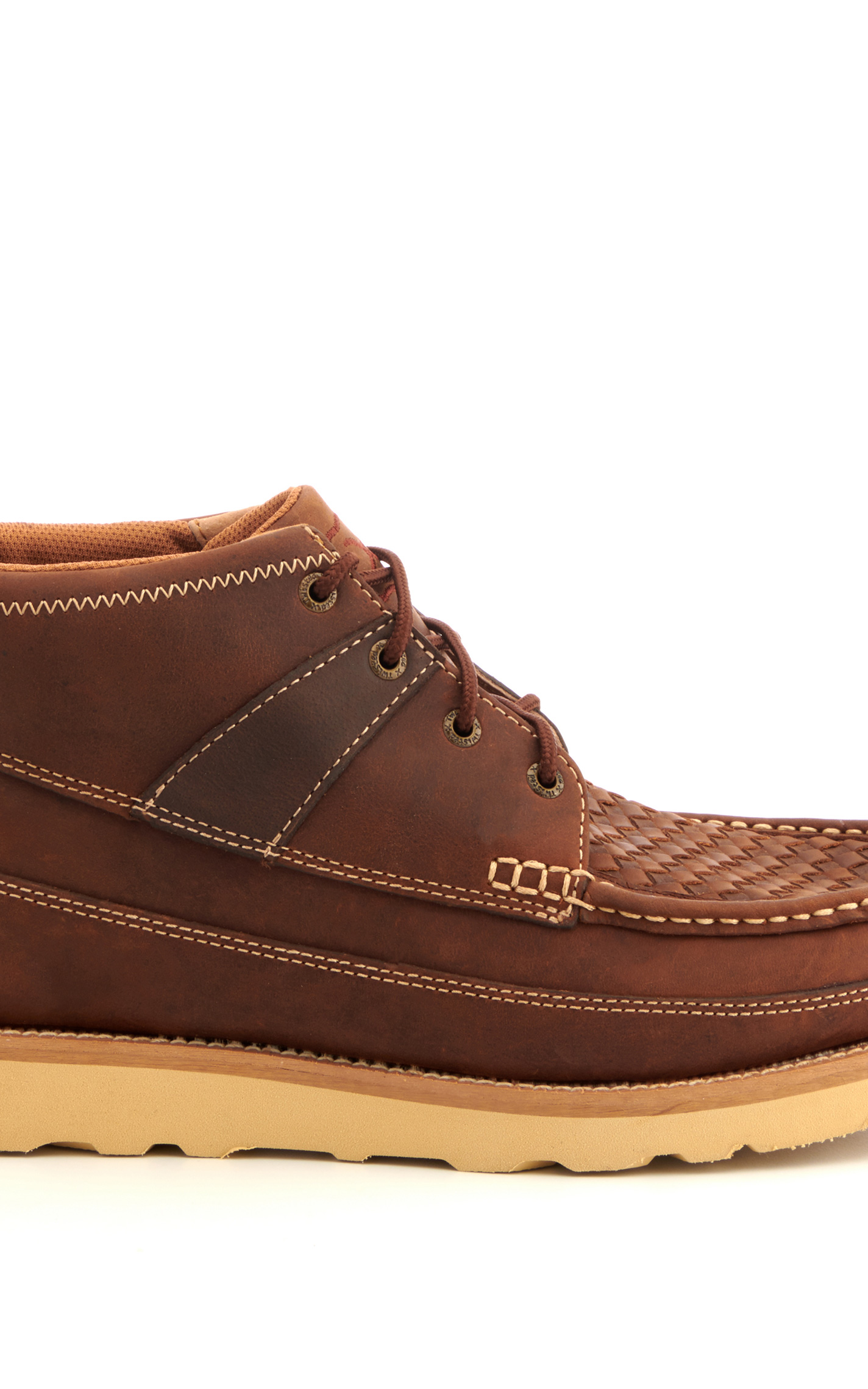 Twisted X Men's Brown Woven Insert Crepe Wedge Lace Up Casual Shoes - Image 1