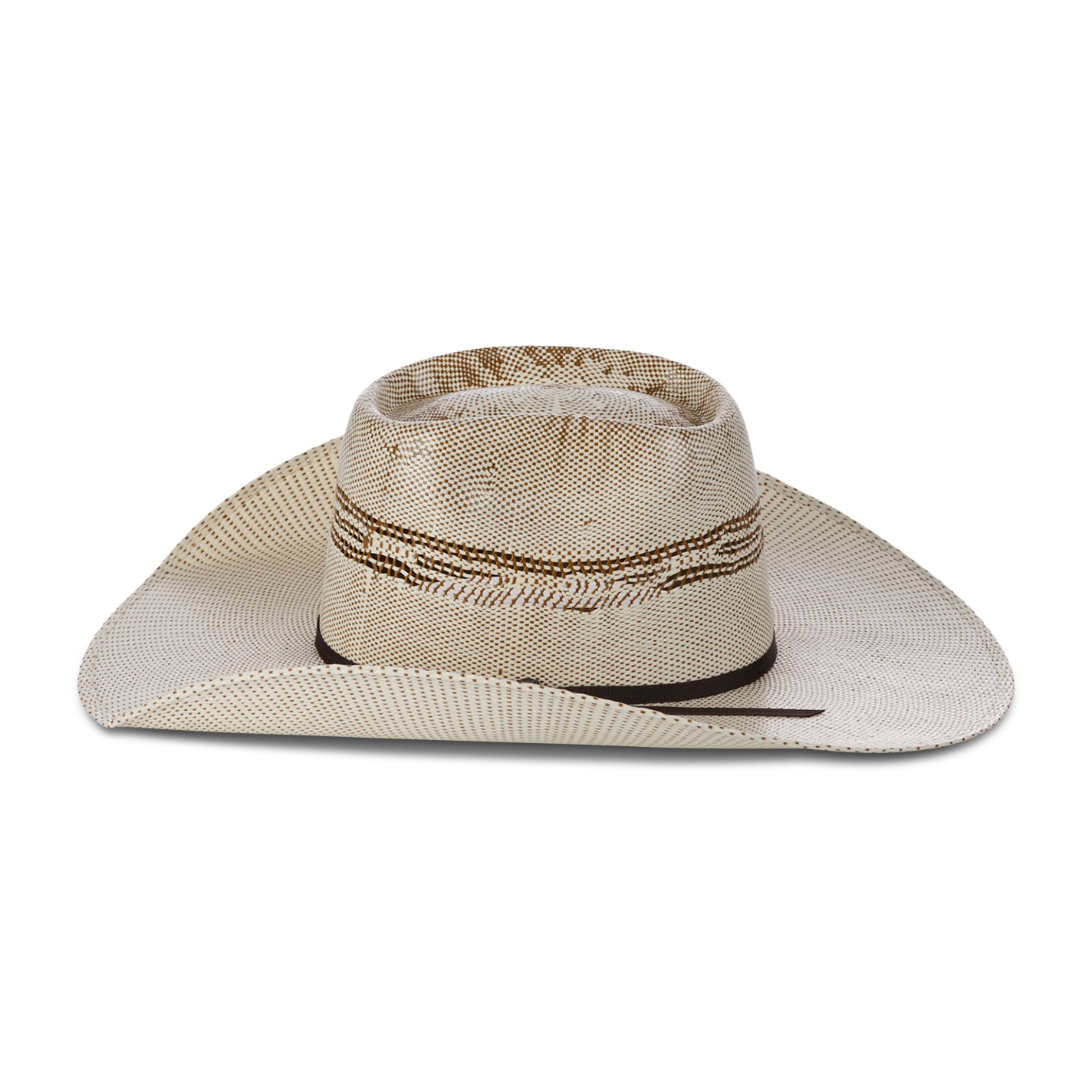 Rafter C Rowdy Ivory and Brown Brick Crown Bangora Straw Cowboy Hat - Image 1