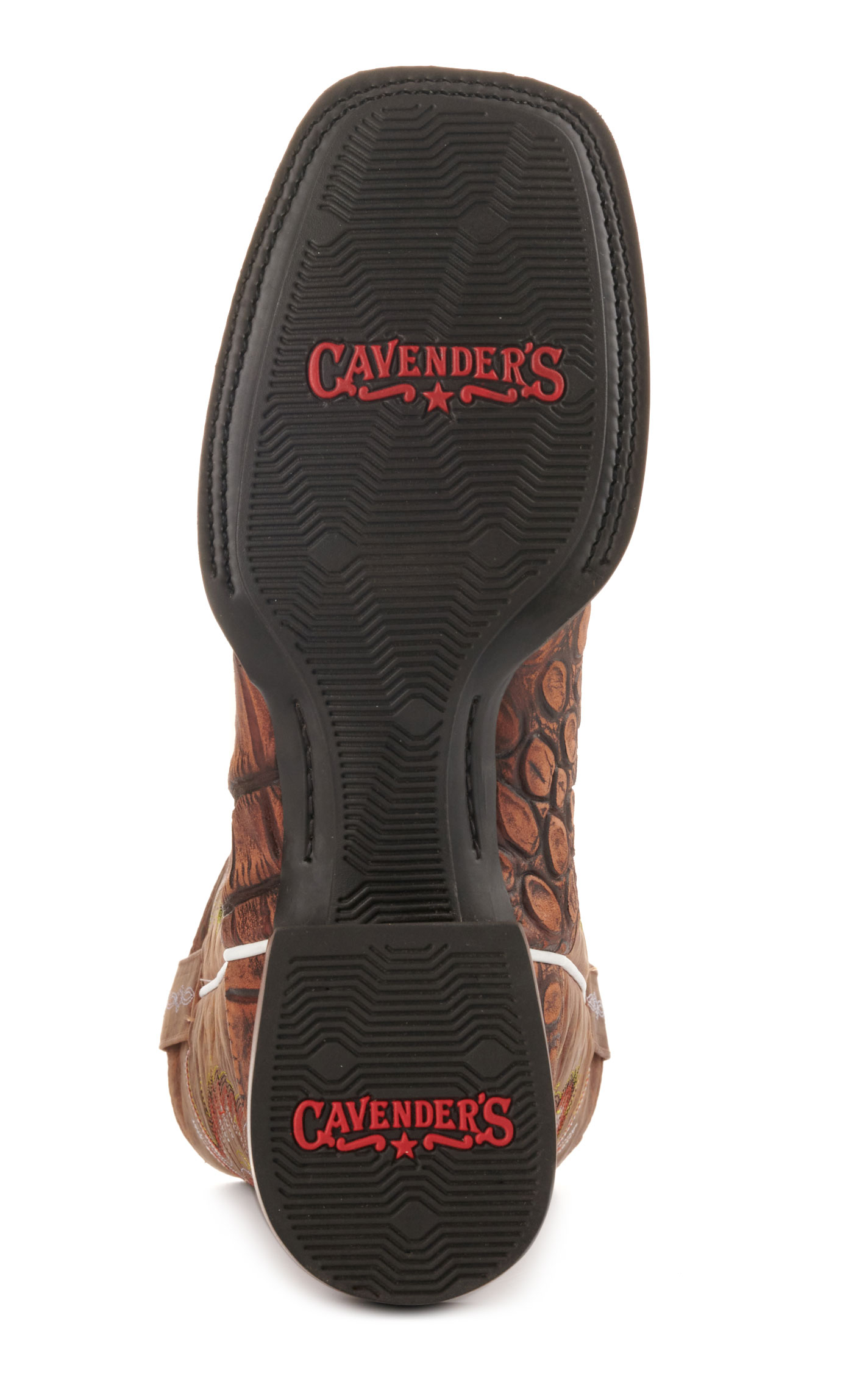 Cavender's Men's Intrepid Honey and Rustic Tan Alligator Print Wide Square Toe Cowboy Boot - Image 1