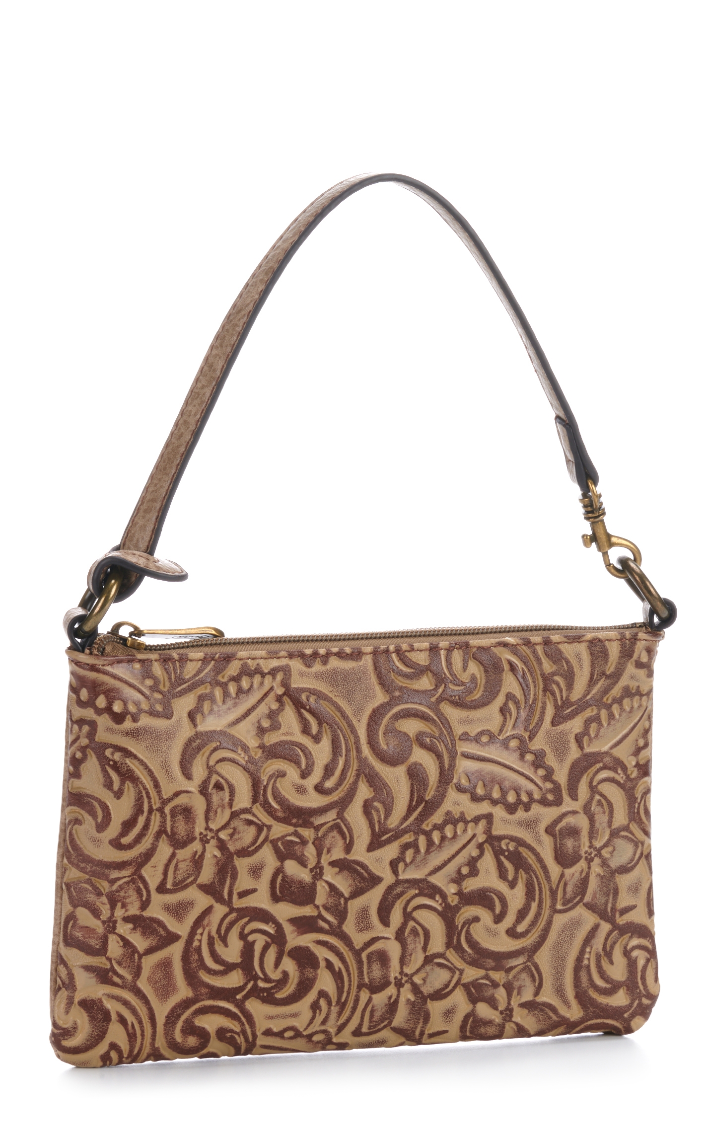 Justin Brown Tooled Leather Convertible Wristlet / Shoulder Bag - Image 1