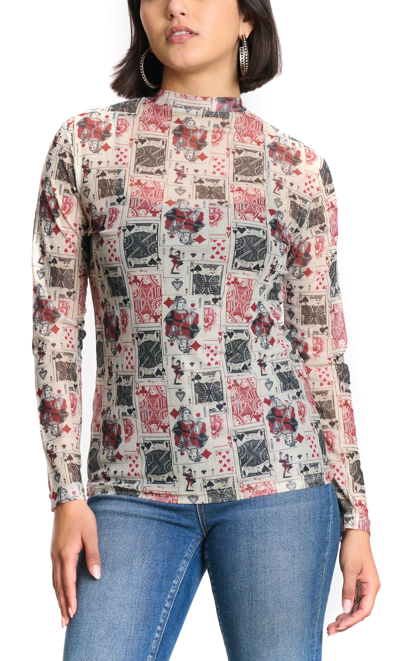 Turquoise Haven Women's Deck of Cards Fine Mesh Top - Image 1