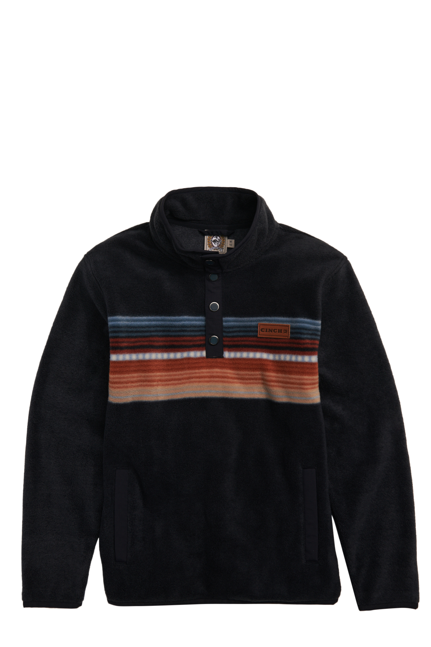 Cinch Boy's Navy & Serape Stripe 1/3 Snap Polar Fleece Pullover - Image 1
