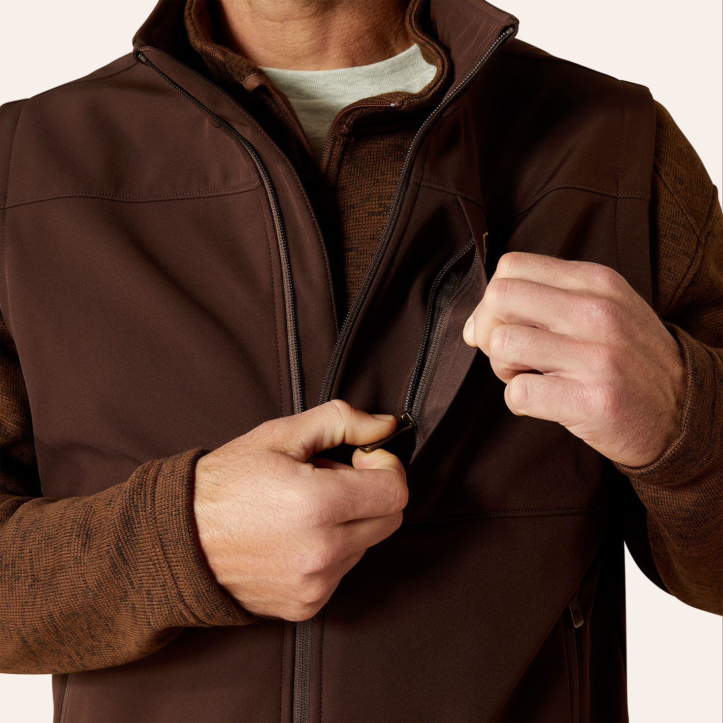 Ariat Men's Vernon Coffee Softshell Vest - Image 1