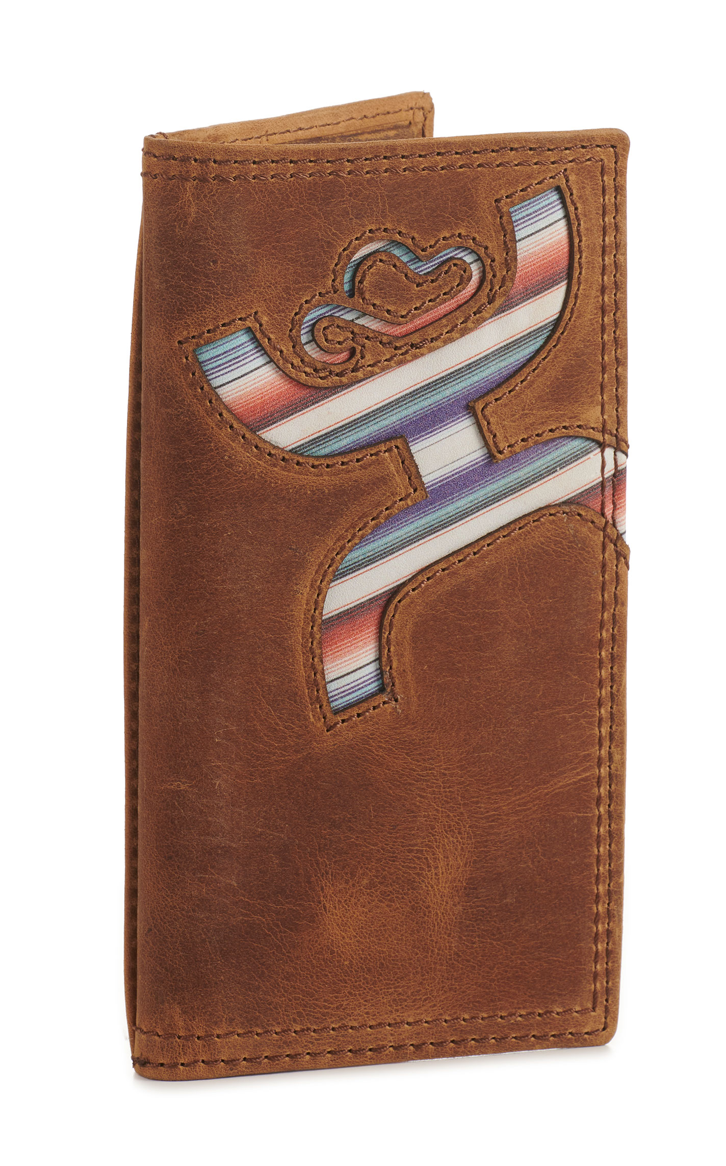 Hooey Men's Tan with Blue Serape Logo Rodeo Wallet / Checkbook Cover - Image 1