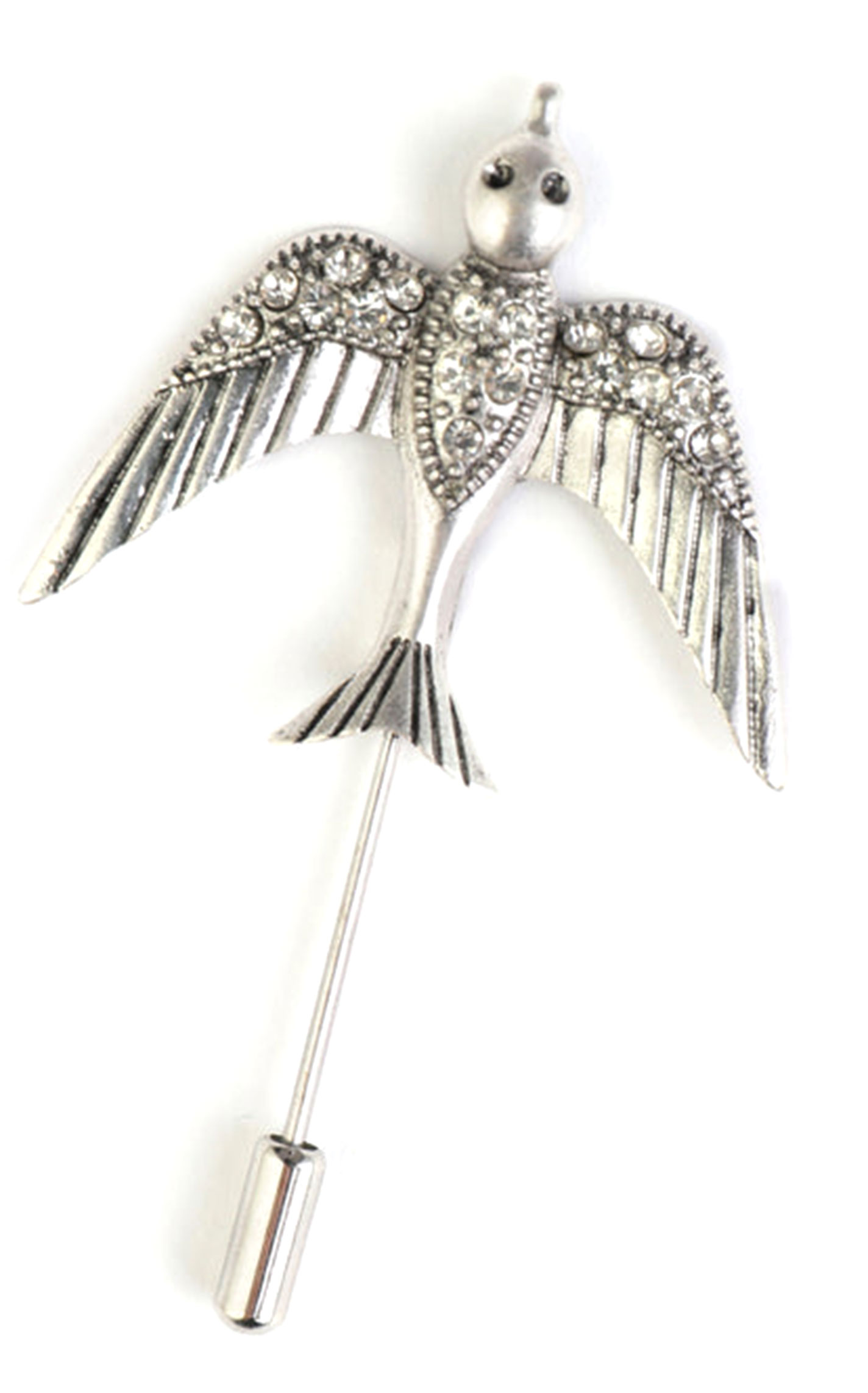 Cowgirl Confetti Silver & Clear Crystal Bird Pendant Hat Pin - Image 1