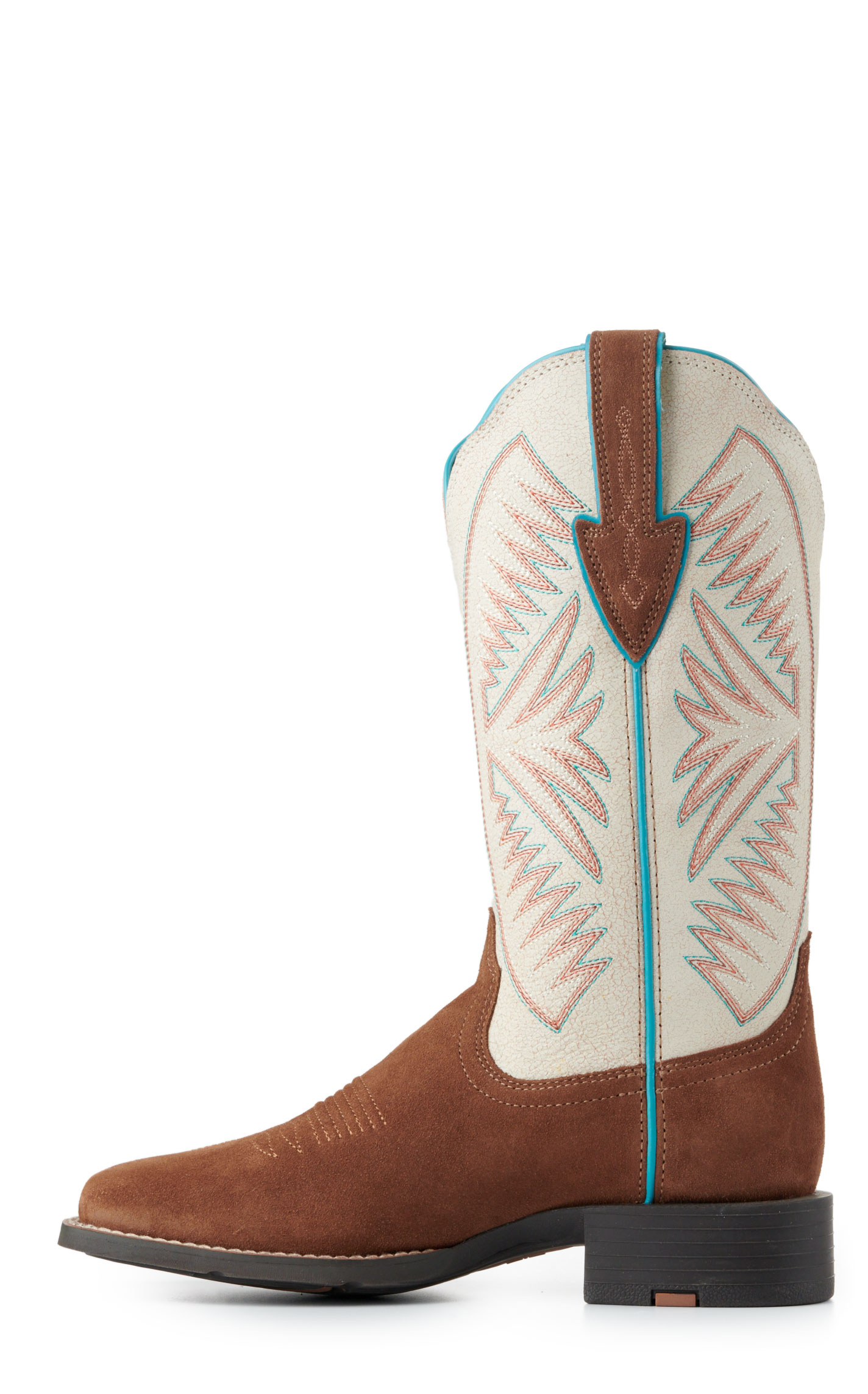 Ariat Women's Round Up Ruidoso Matte Pearl and Cedar Suede Square Toe Cowboy Boots - Image 1