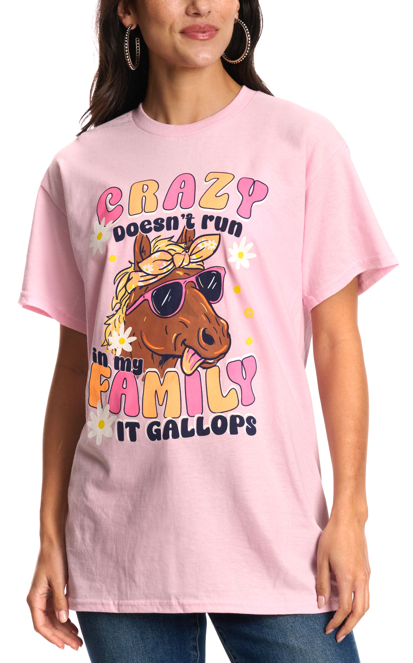 Girlie Girl Originals Women's Pink Crazy Family Graphic T-Shirt - Image 1
