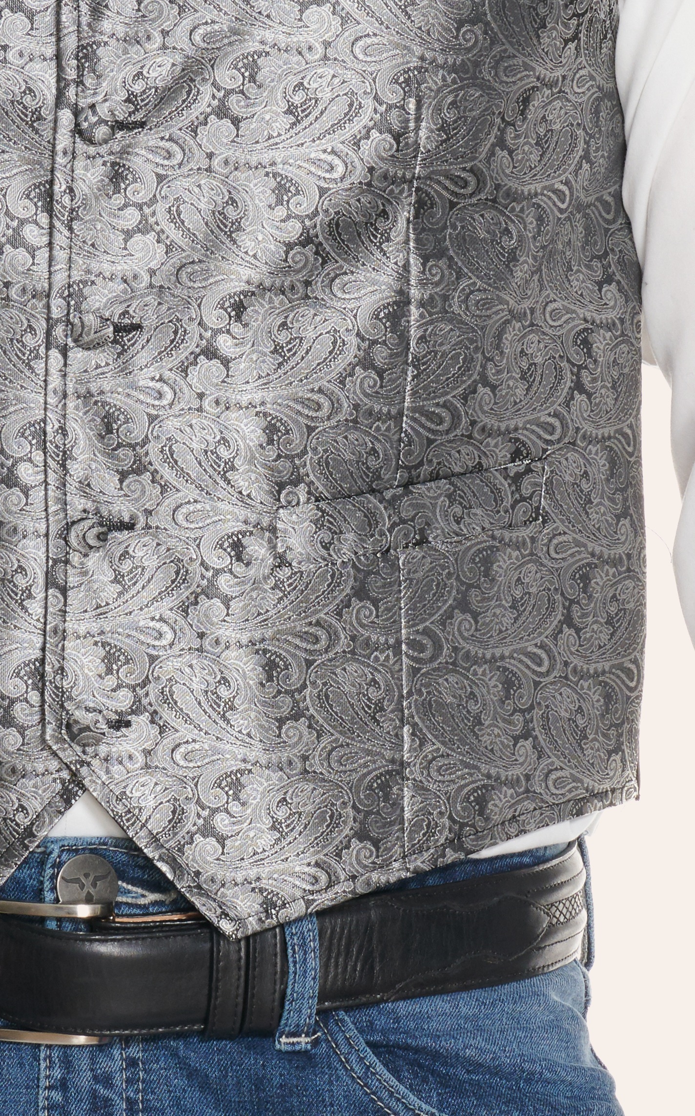 Scully Men's Rangewear Gray Paisley and Black Western Vest - Image 1