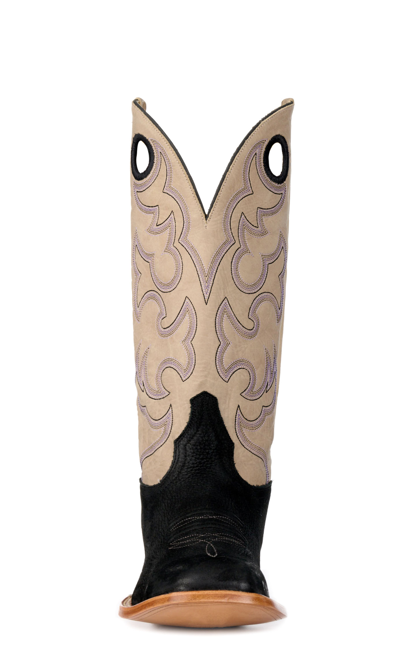 Cavender's Men's Black and Gray Wide Square Toe Buckaroo Cowboy Boot - Image 1