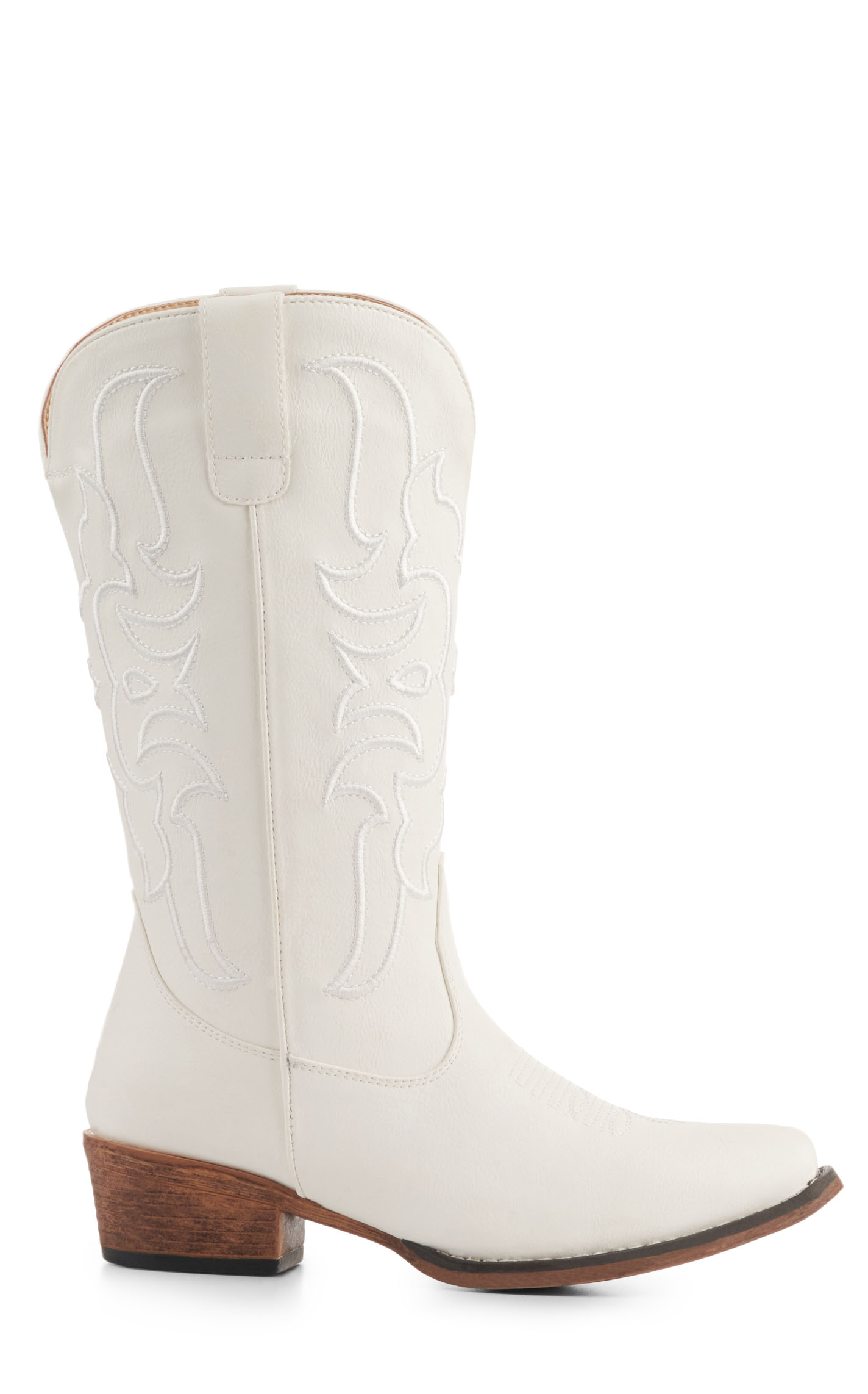 Roper Women's Riley Cord White Faux Leather Snip Toe Cowboy Boots - Image 1