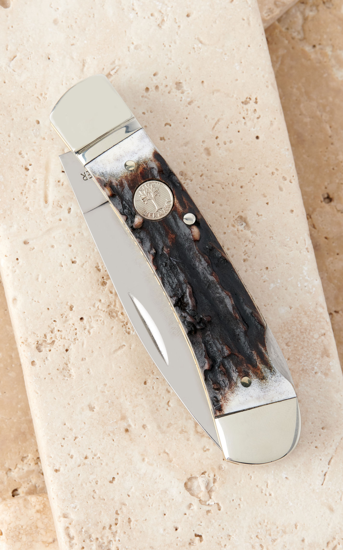 Tree Brand by Boker Traditional Series Natural Brown & White Stag Horn Handle Pocket Knife - Image 1