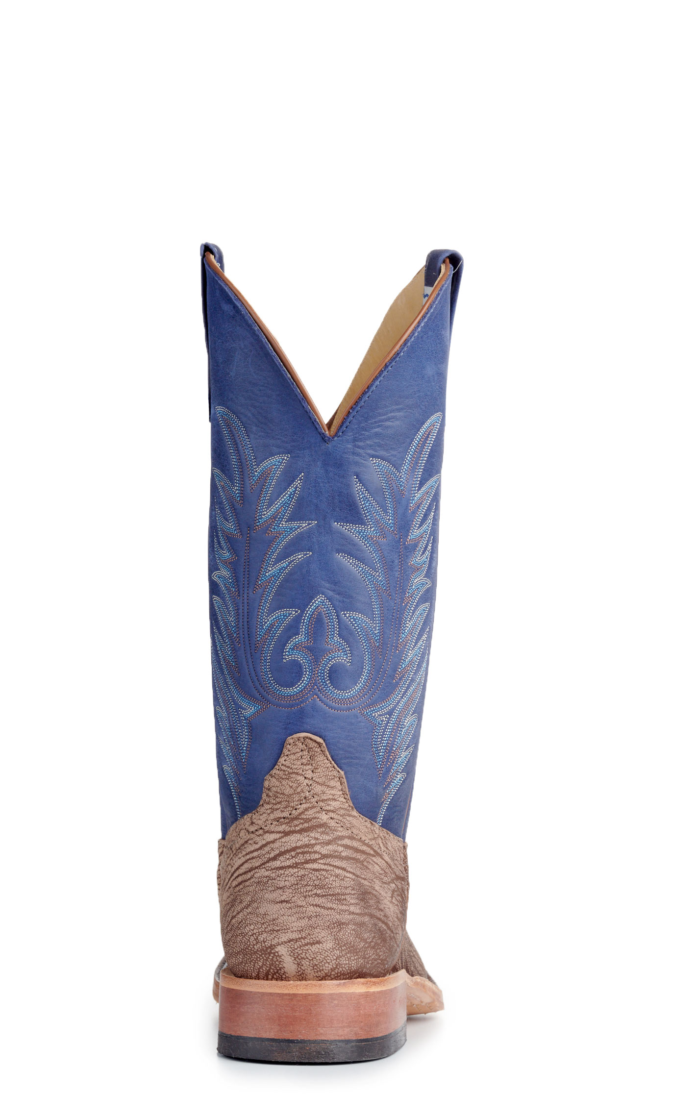 Anderson Bean Men's Tan and Royal Blue Hybrid Sole Wide Square Toe Cowboy Boots - Image 1