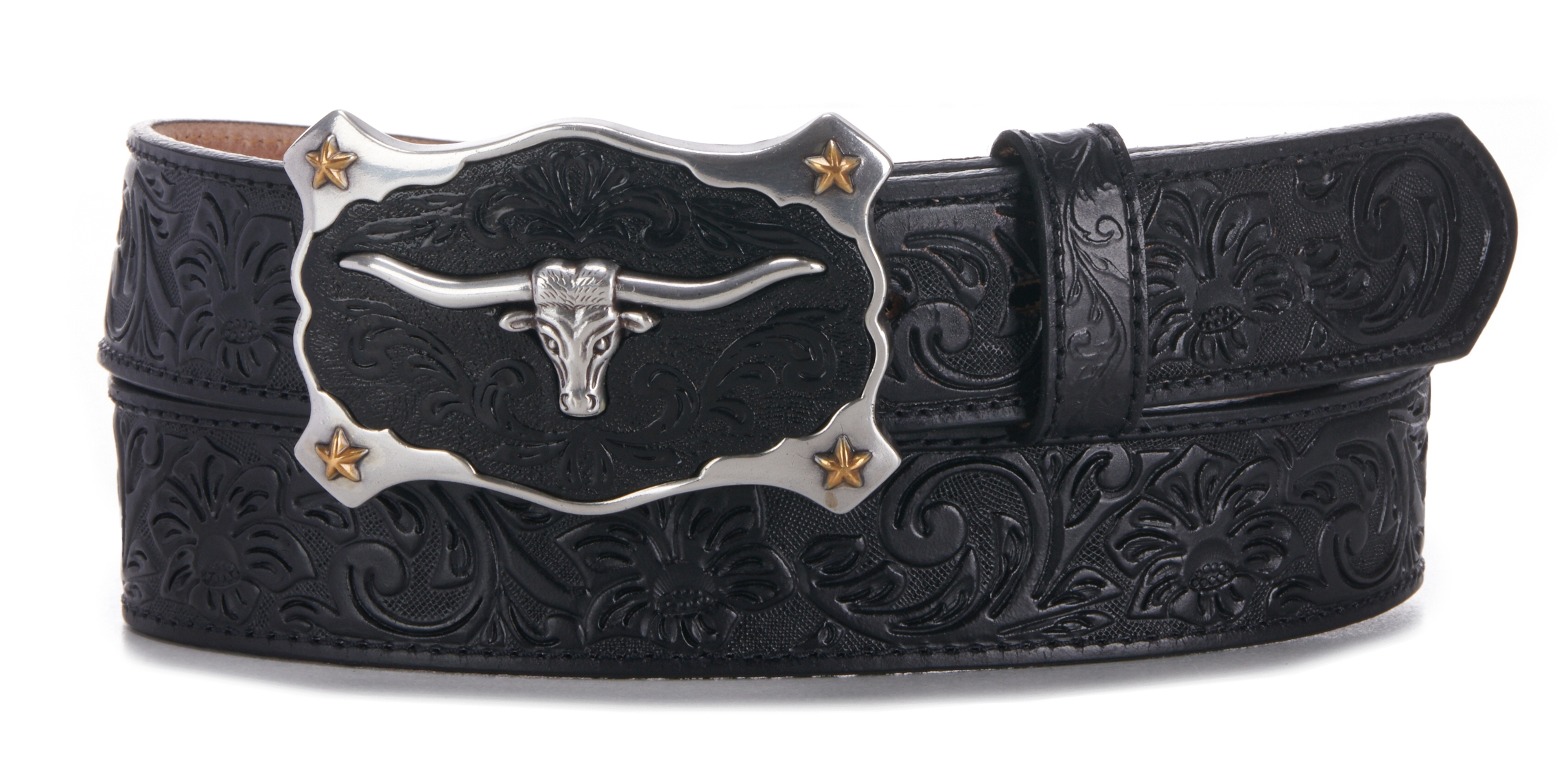 Justin Men's Black Classic Longhorn Western Belt - Image 1