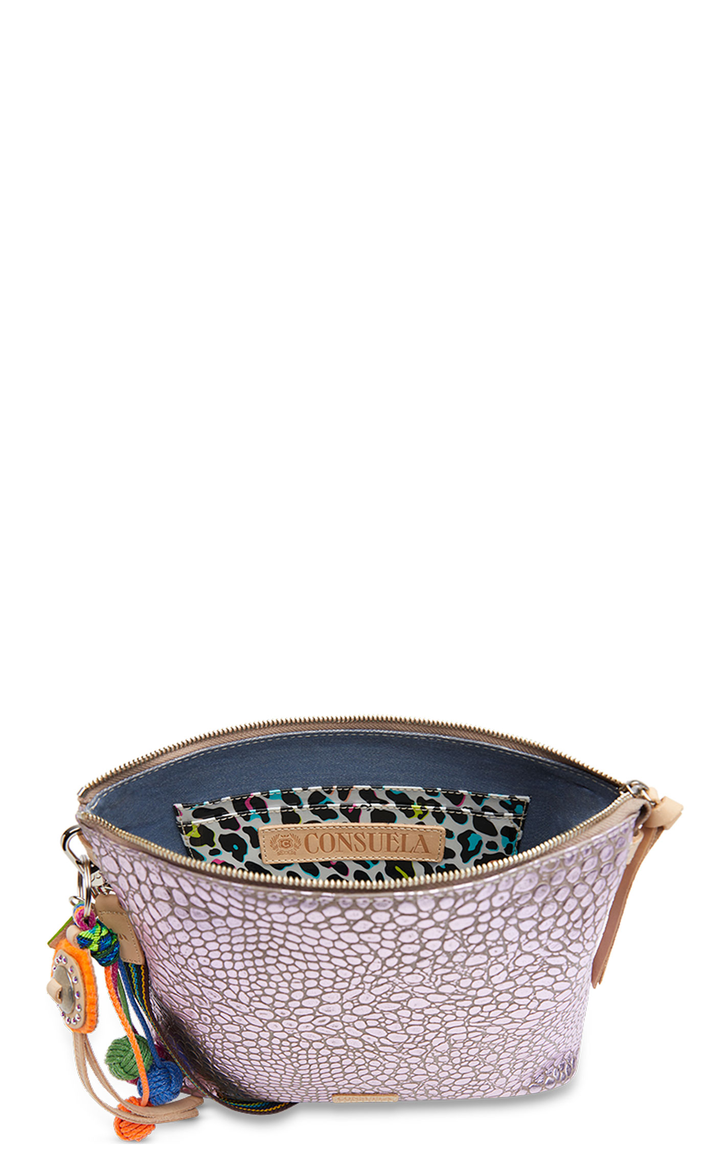 Consuela Lulu Lilac Foiled Pebbled Leather Dowtown Crossbody Bag - Image 1