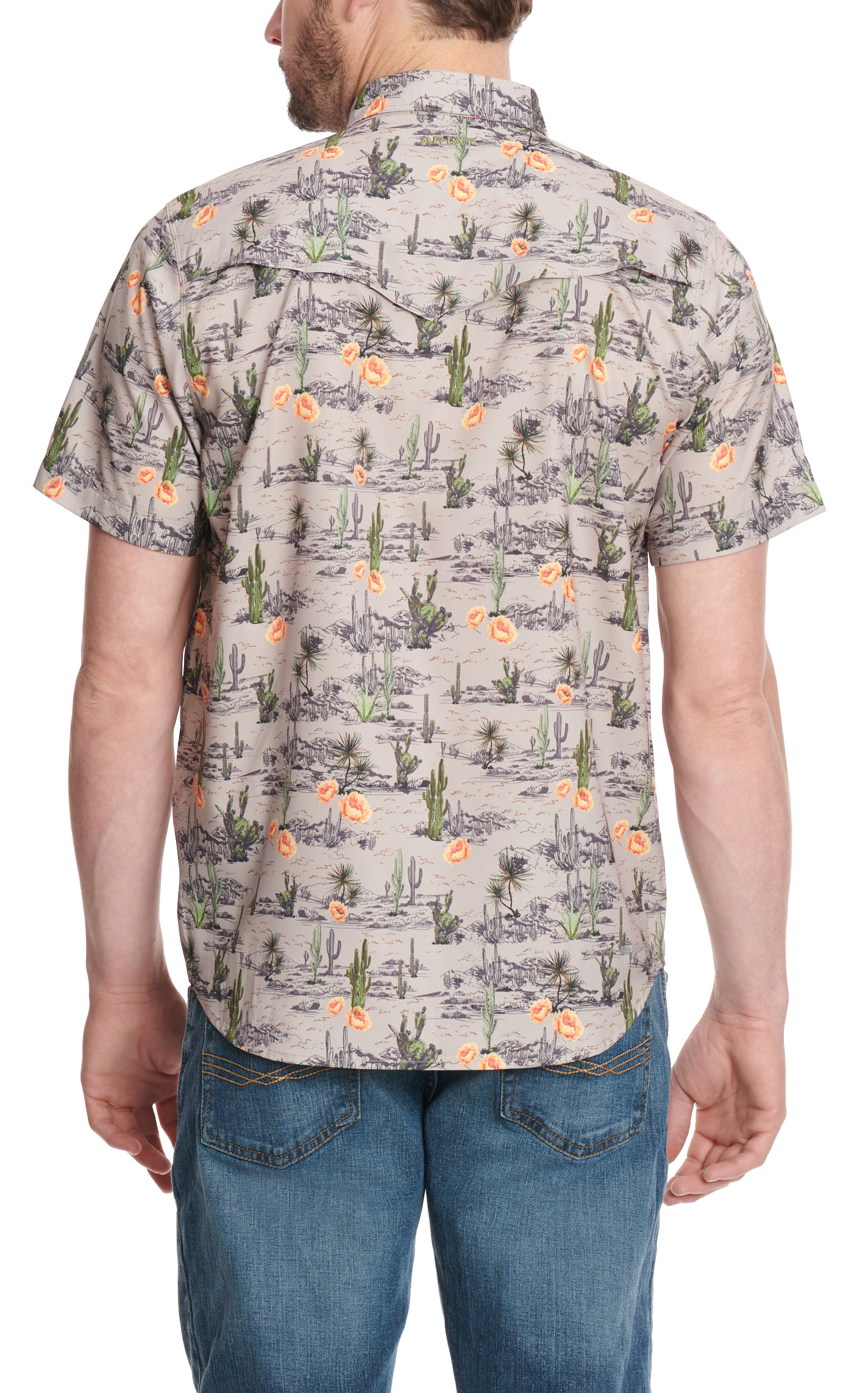 Ariat Men's VentTEK Taupe Cactus Desert Print Western Fitted Shirt - Image 1