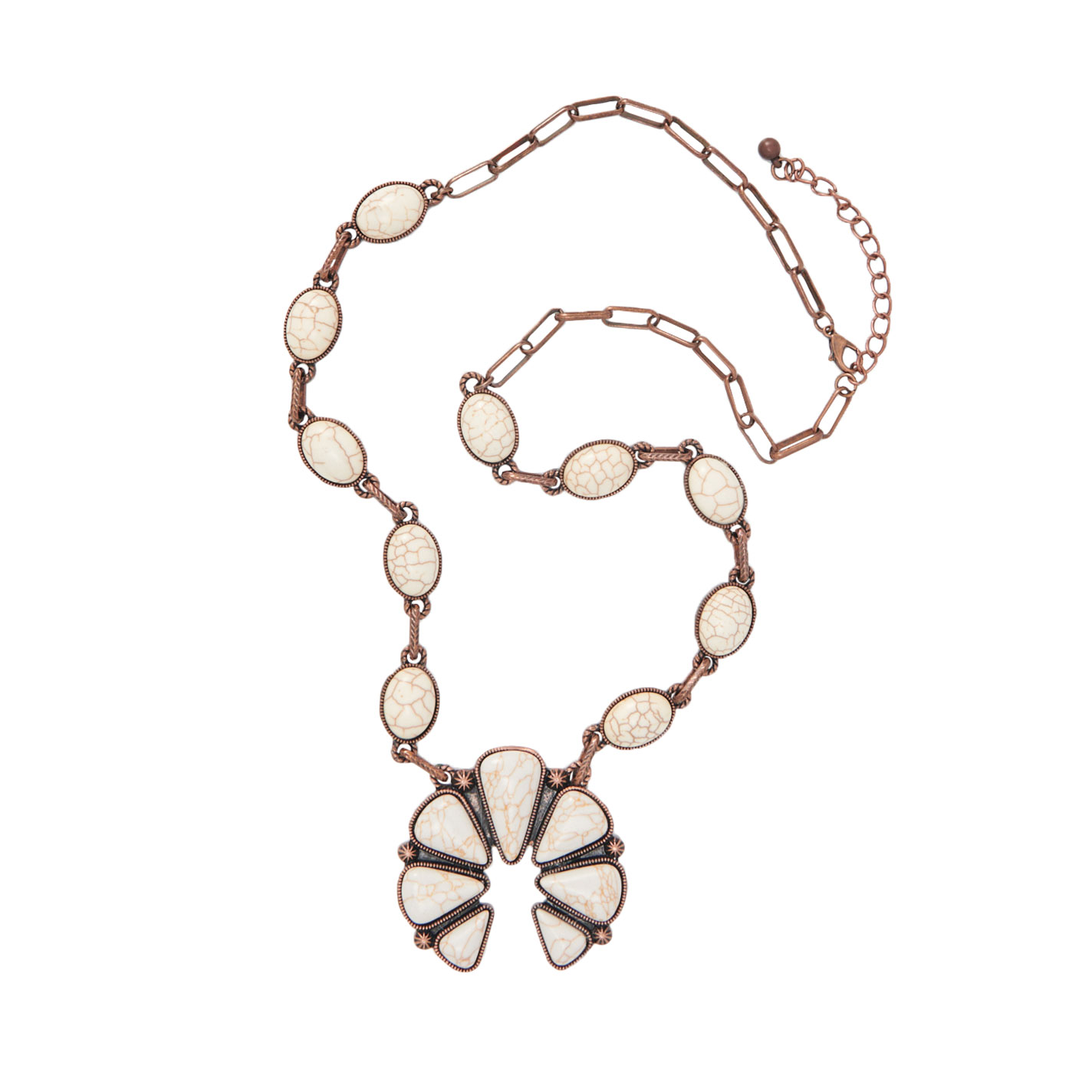 Southern Grace Copper & Cream Squash Blossom Teardrop Necklace - Image 2