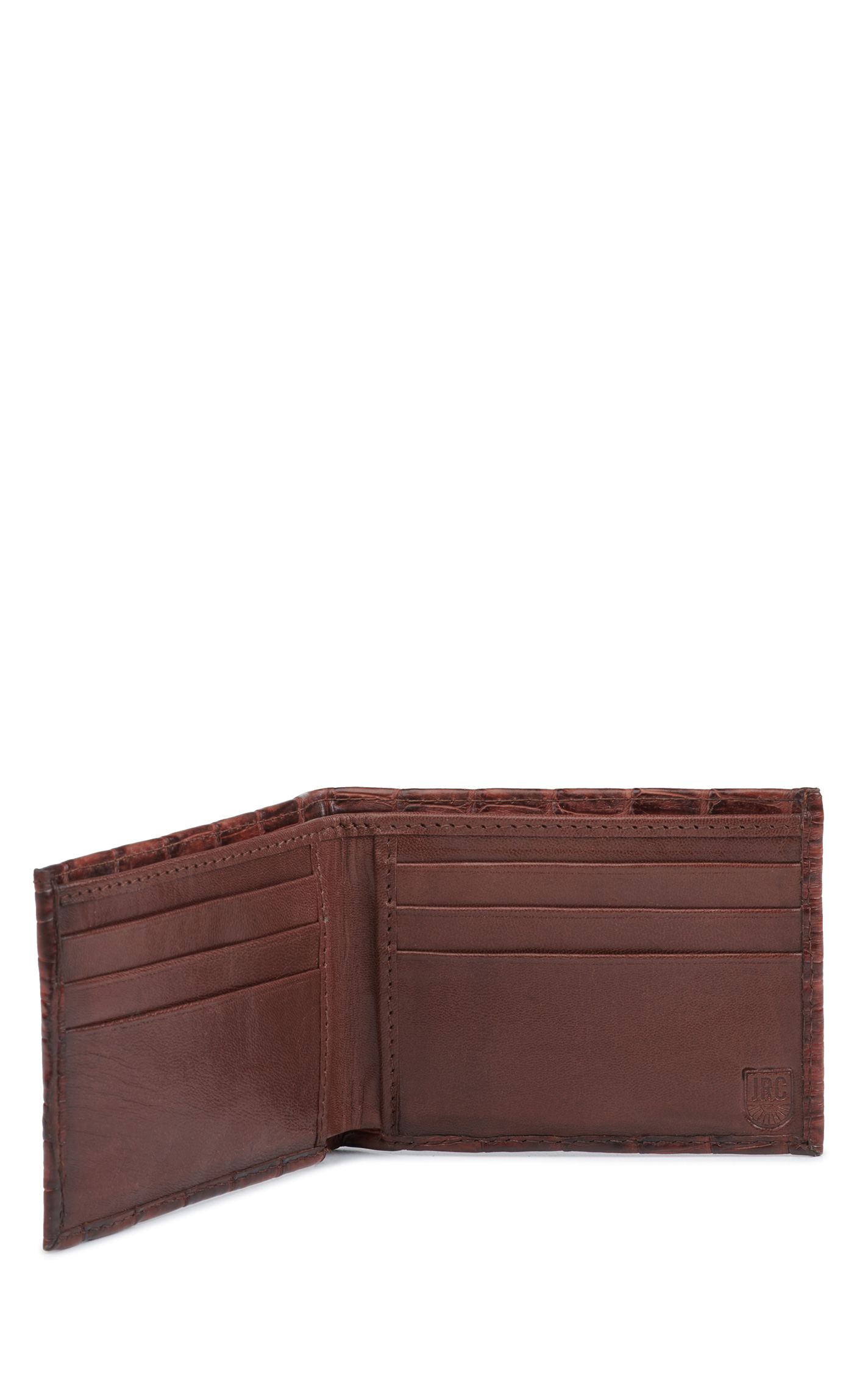 JRC & Sons Men's Cognac Brown Caiman Leather Bifold Exotic Wallet - Image 1