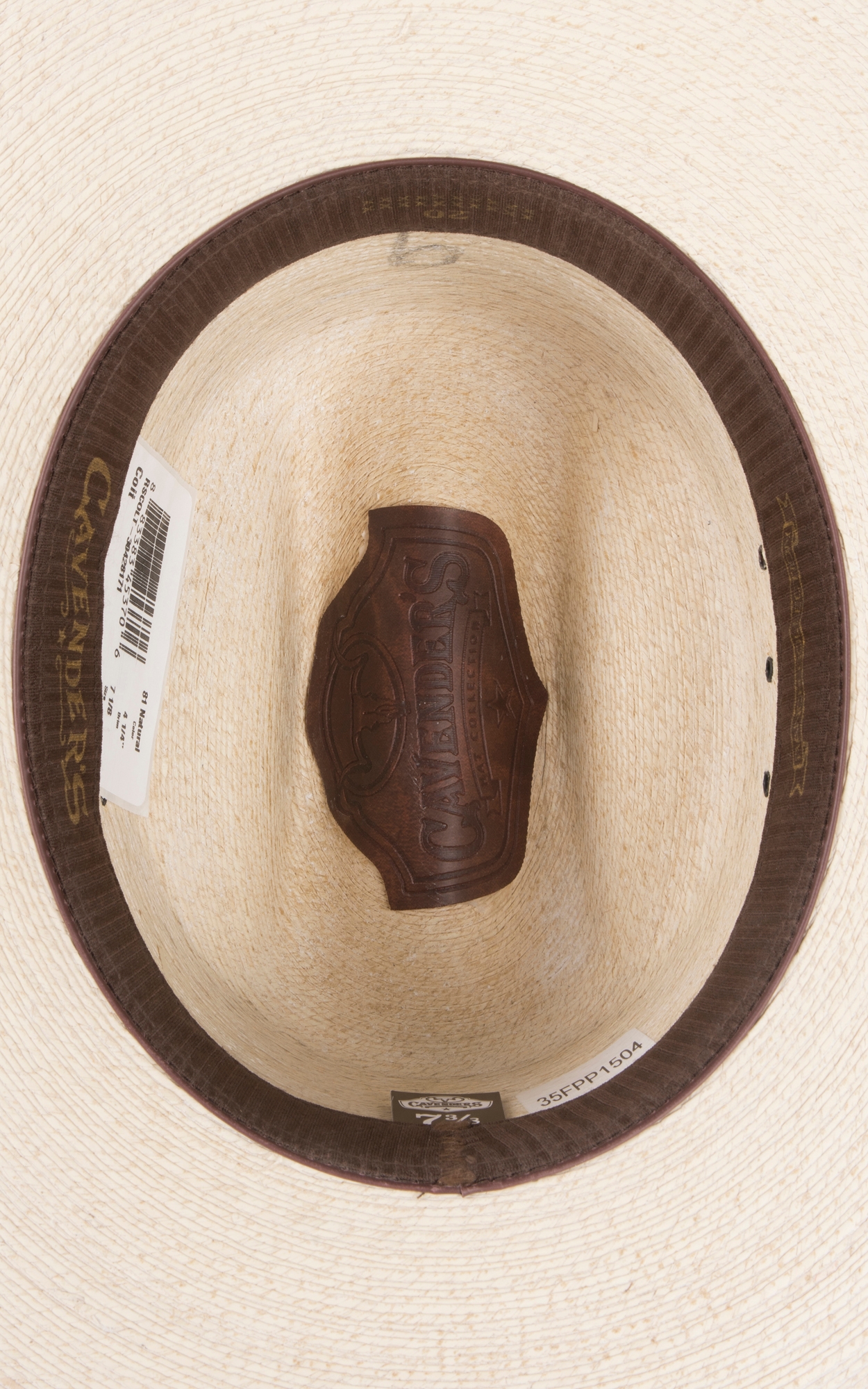 Cavender's 20X Natural with Chocolate Band Ponderosa Palm Leaf Cowboy Hat - Image 1
