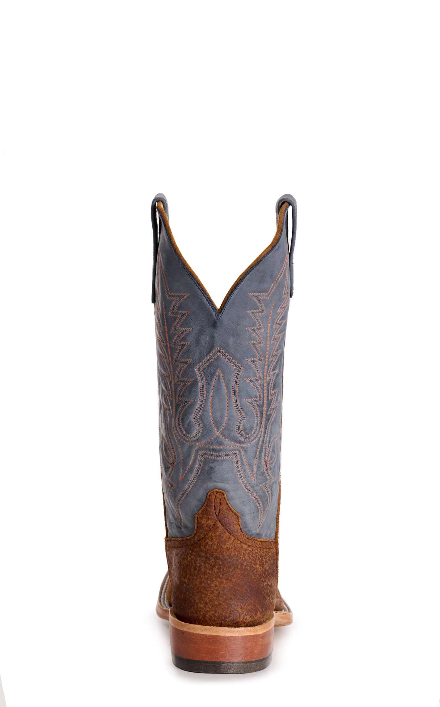 Anderson Bean Men's Chocolate Boar and Blue Hybrid Wide Square Toe Cowboy Boots - Image 1