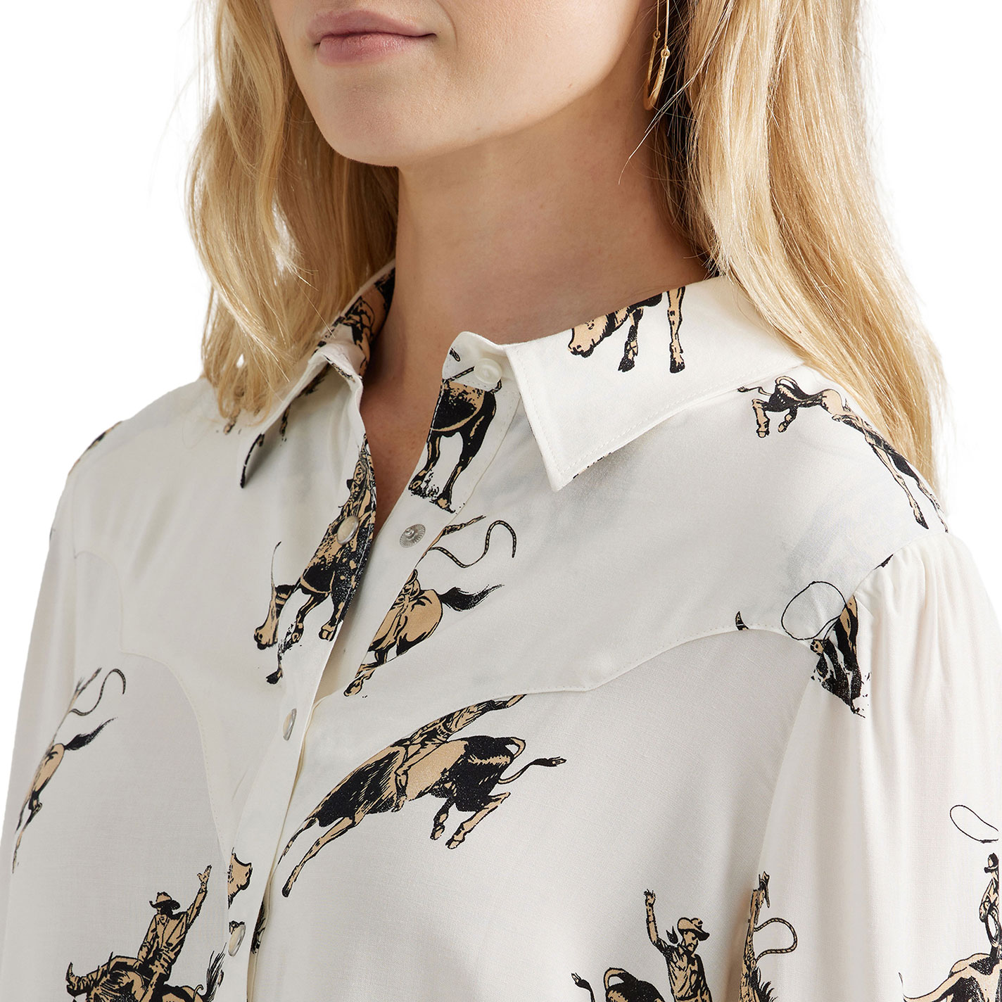 Wrangler Women's Cream & Western Rodeo Print Top - Image 1