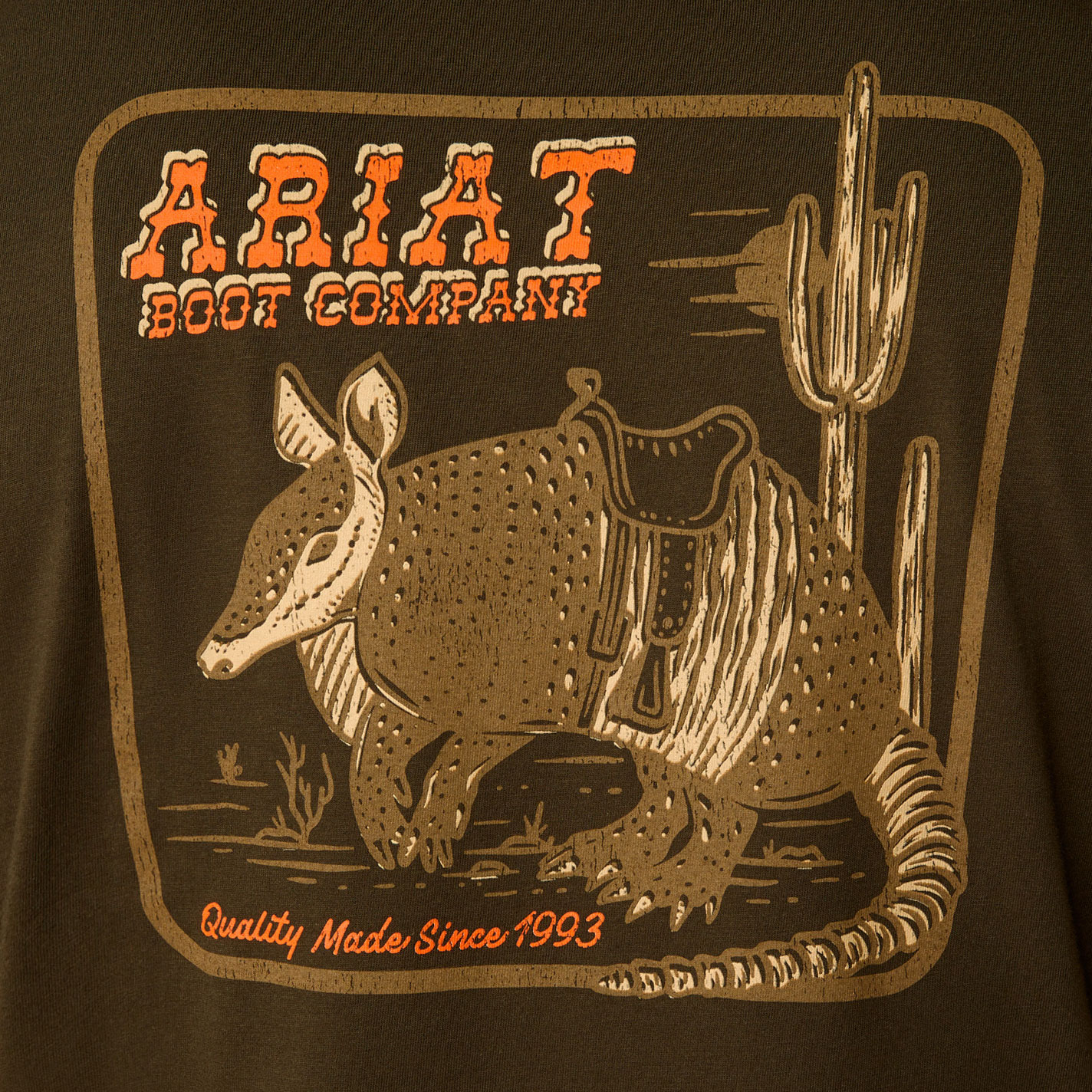 Ariat Men's Dark Olive Armadillo Logo Graphic T-Shirt - Image 1