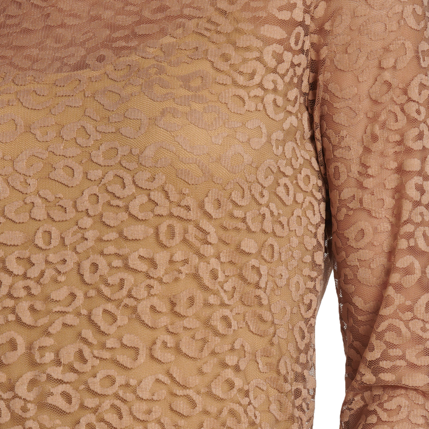 Marigold Kiss Women's Butterscotch Leopard Print Mesh Top - Image 1