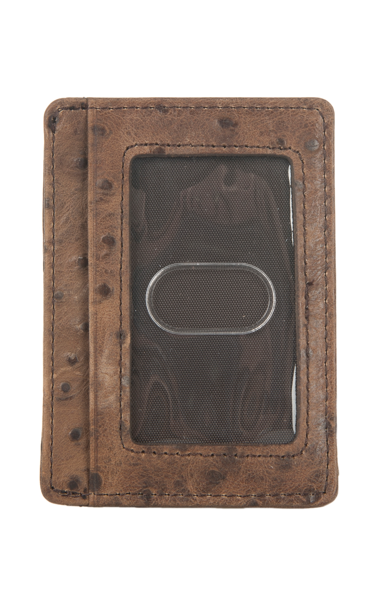 Nocona Brown Vintage Ostrich Print Money Clip and Wallet - Image 1